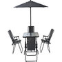 Voir la diapositive 1 : Habitat et Jardin Table et chaises de jardin avec parasol en métal  Convivia  - 4 places - Gris anthracite