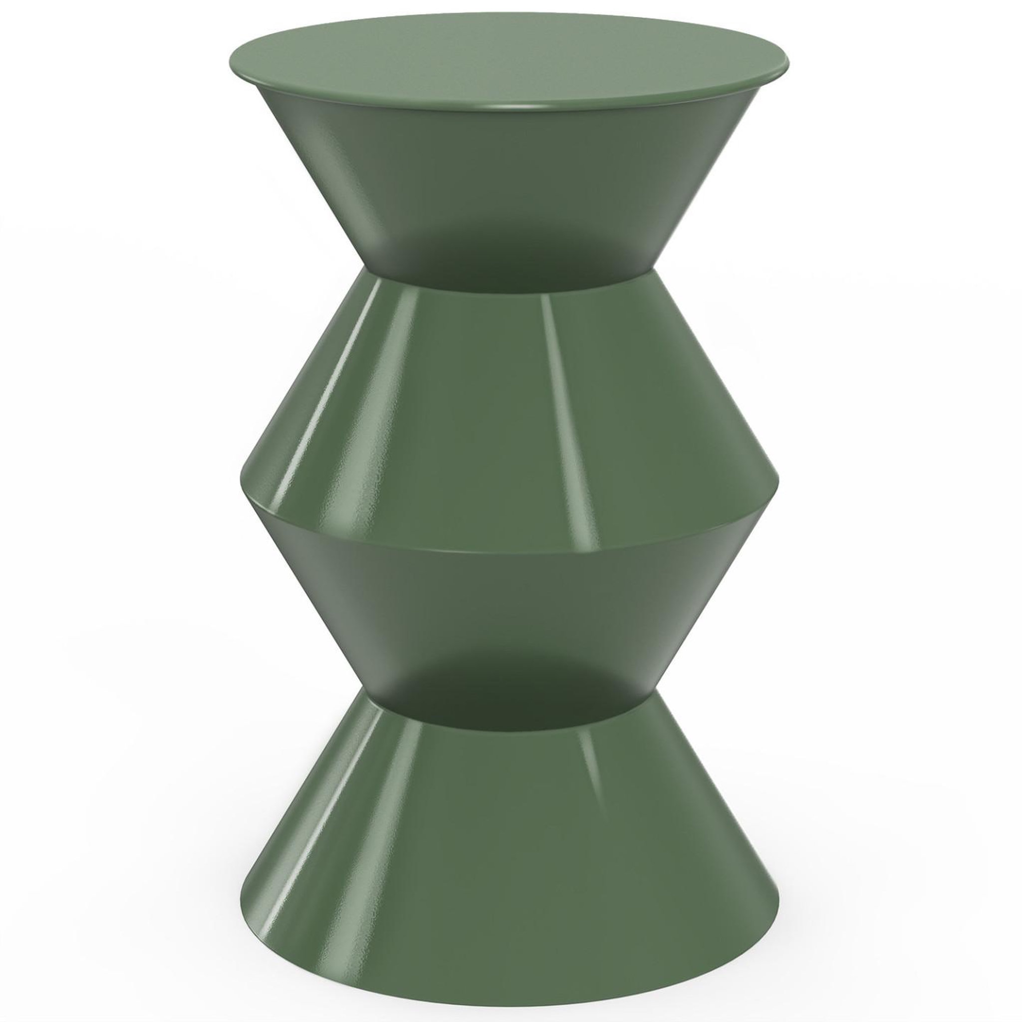 Voir la diapositive 3 : ID MARKET Table d'appoint ronde, bout de canapé, table de chevet irene 30 cm métal vert kaki