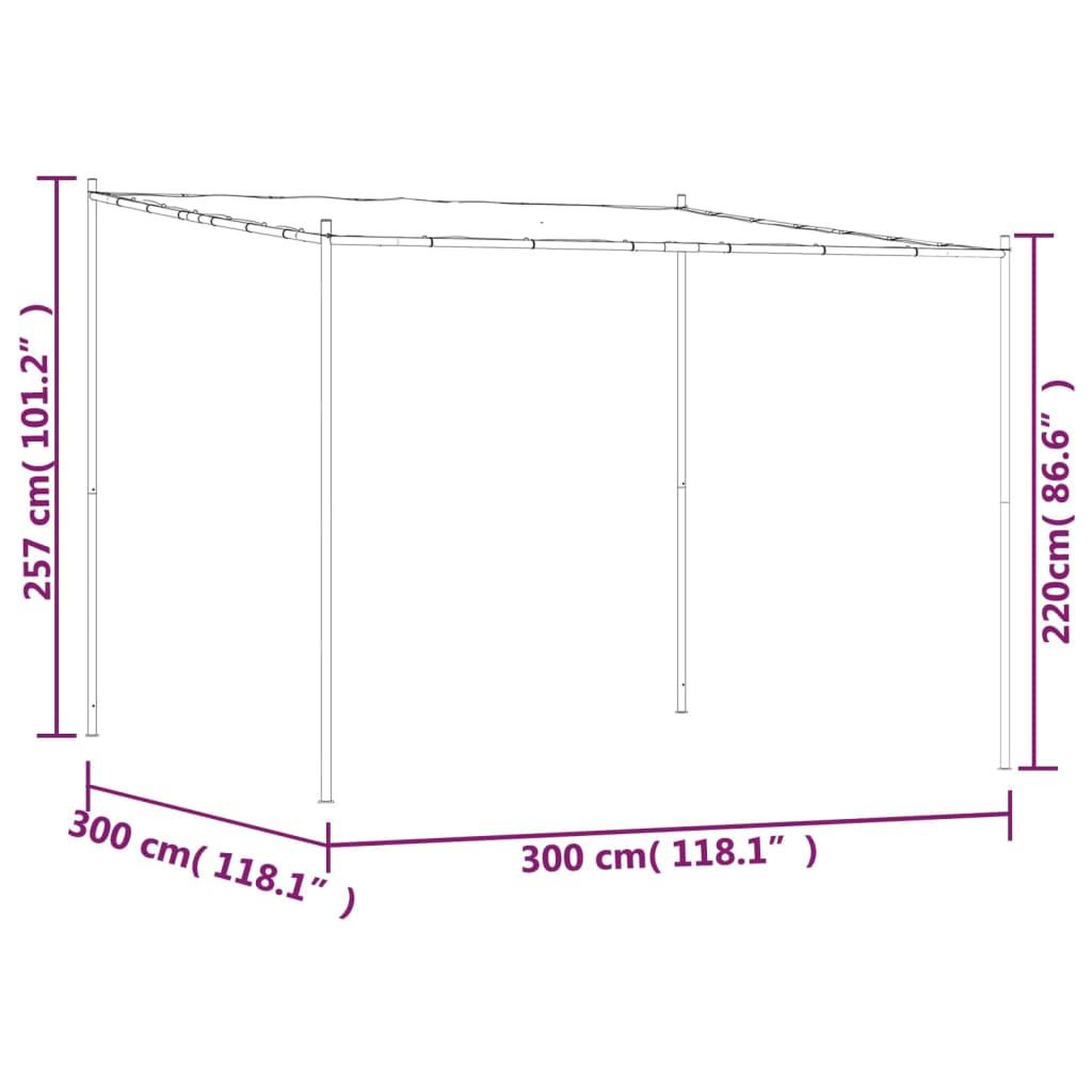 Voir la diapositive 6 : VIDAXL Belvedere anthracite 3x3 m 180 g/m^2 tissu et acier