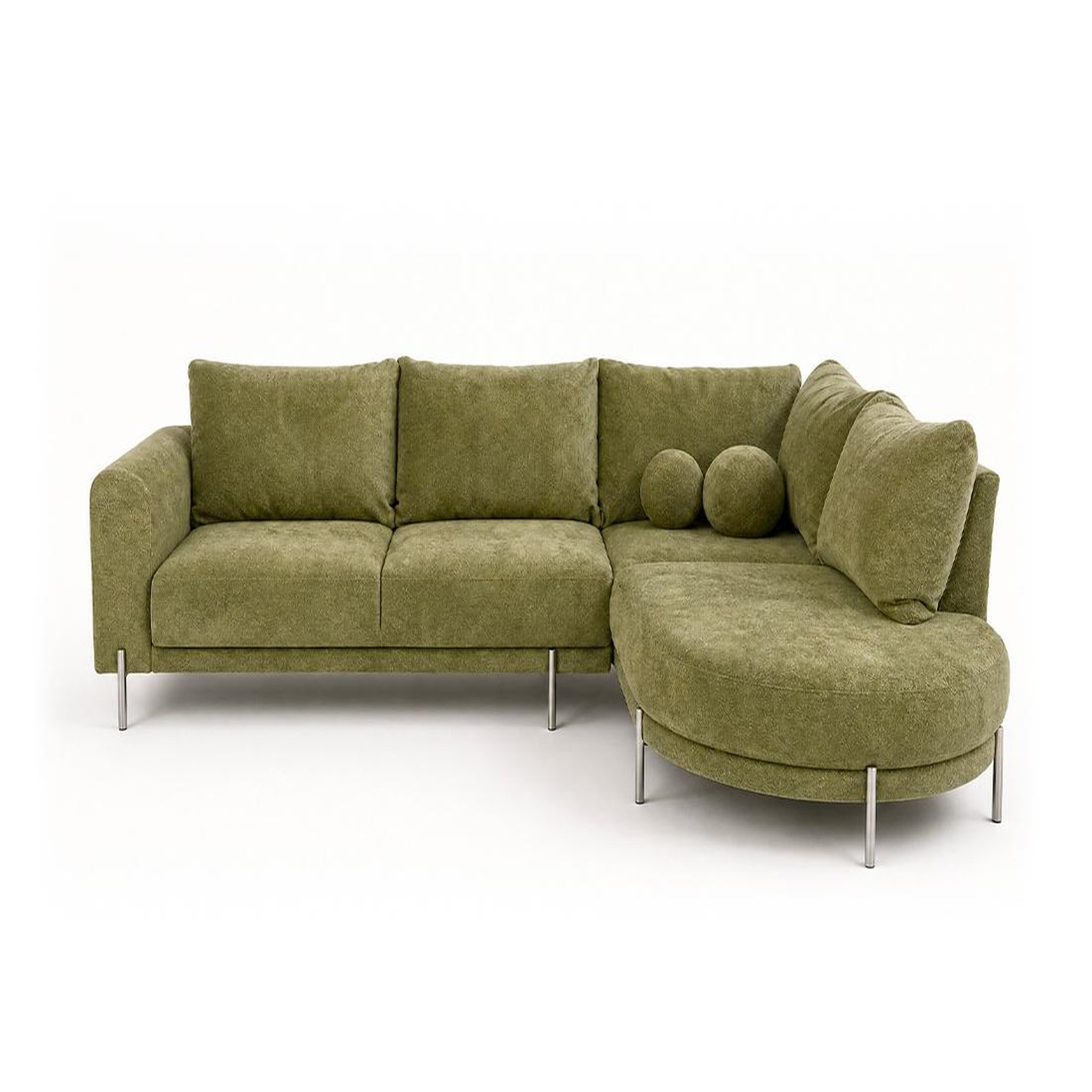 Voir la diapositive 1 : BEST MOBILIER Gabin - canapé d'angle droit 5 places en velours texturé