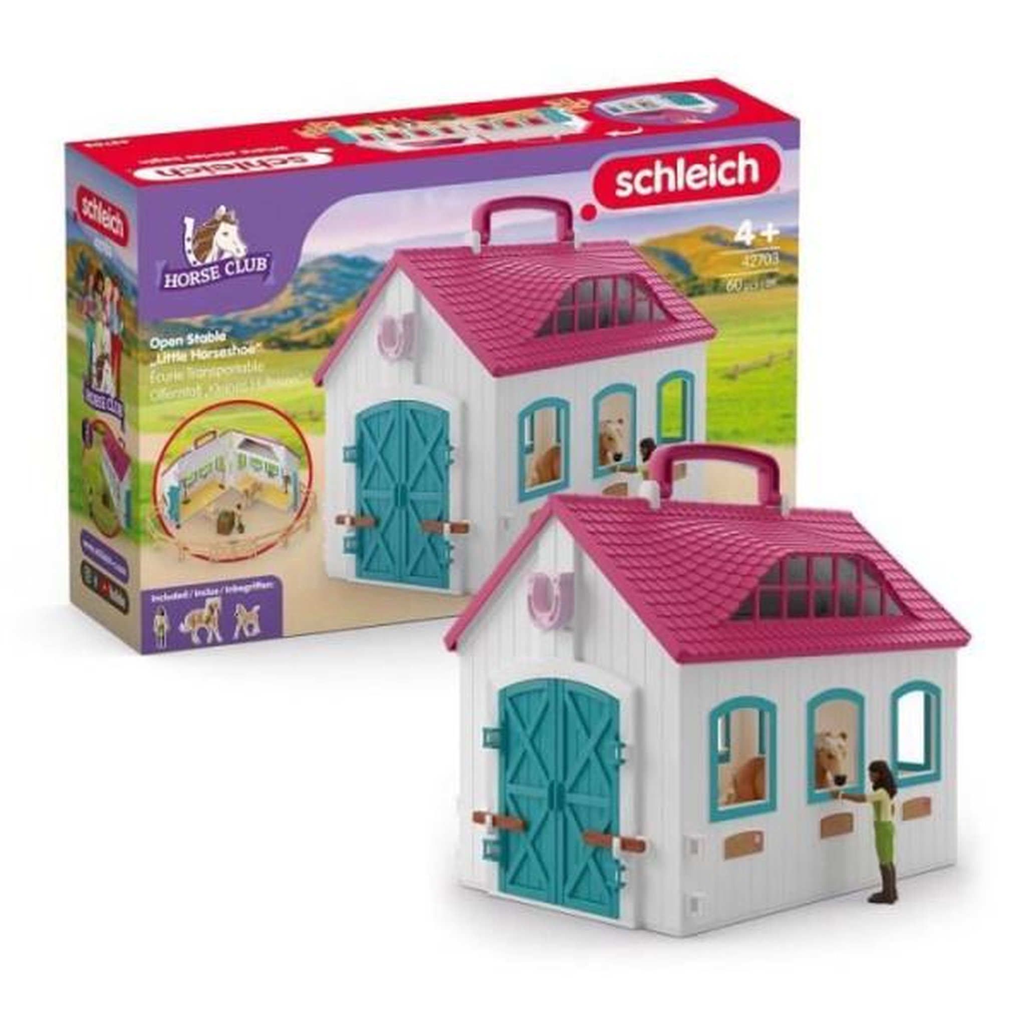 Voir la diapositive 1 : Schleich Coffret Écurie Transportable SCHLEICH 42703 Horse Club, Des 4 ans