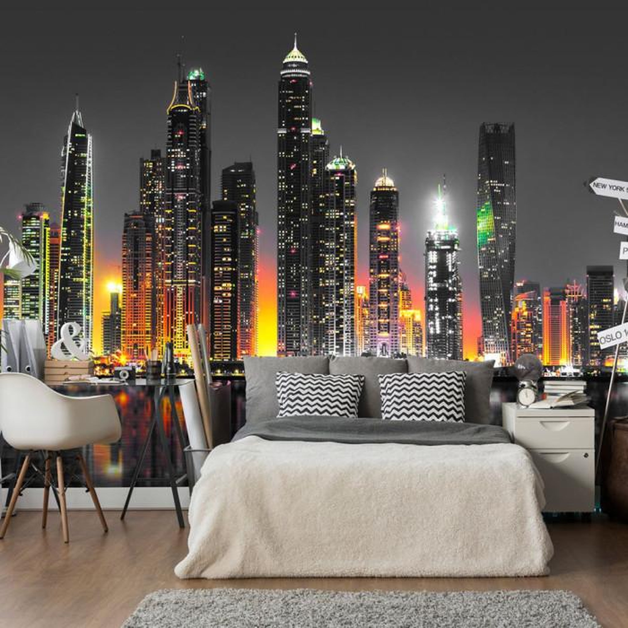 Paris Prix Papier Peint  Desert City Dubai. Coloris disponibles : Multicolore