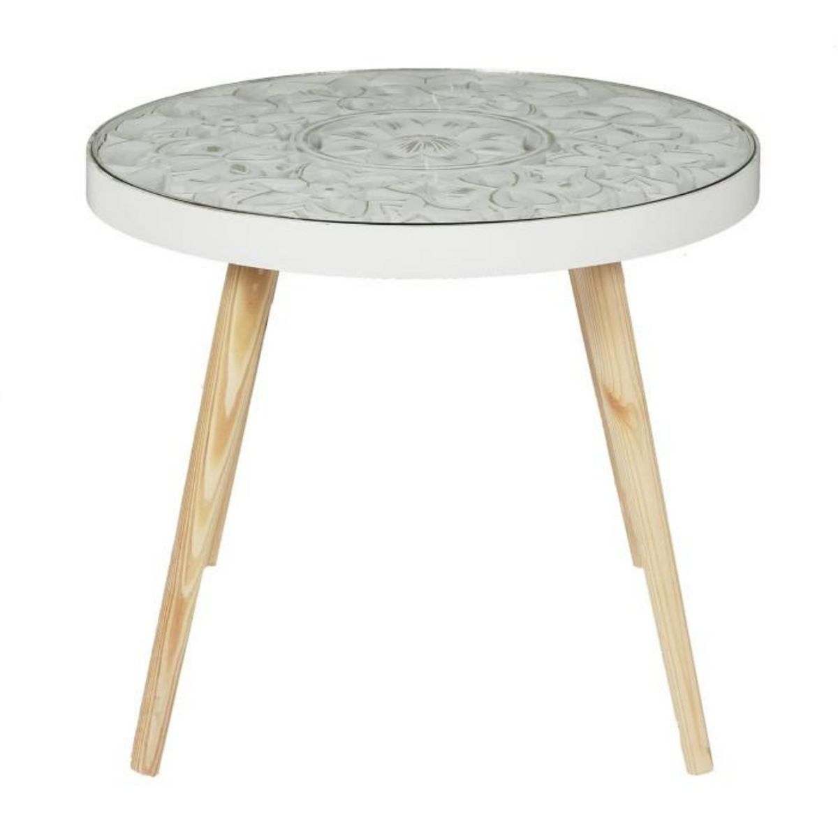 Paris Prix Table d'Appoint Design  Arabesque  50cm Blanc