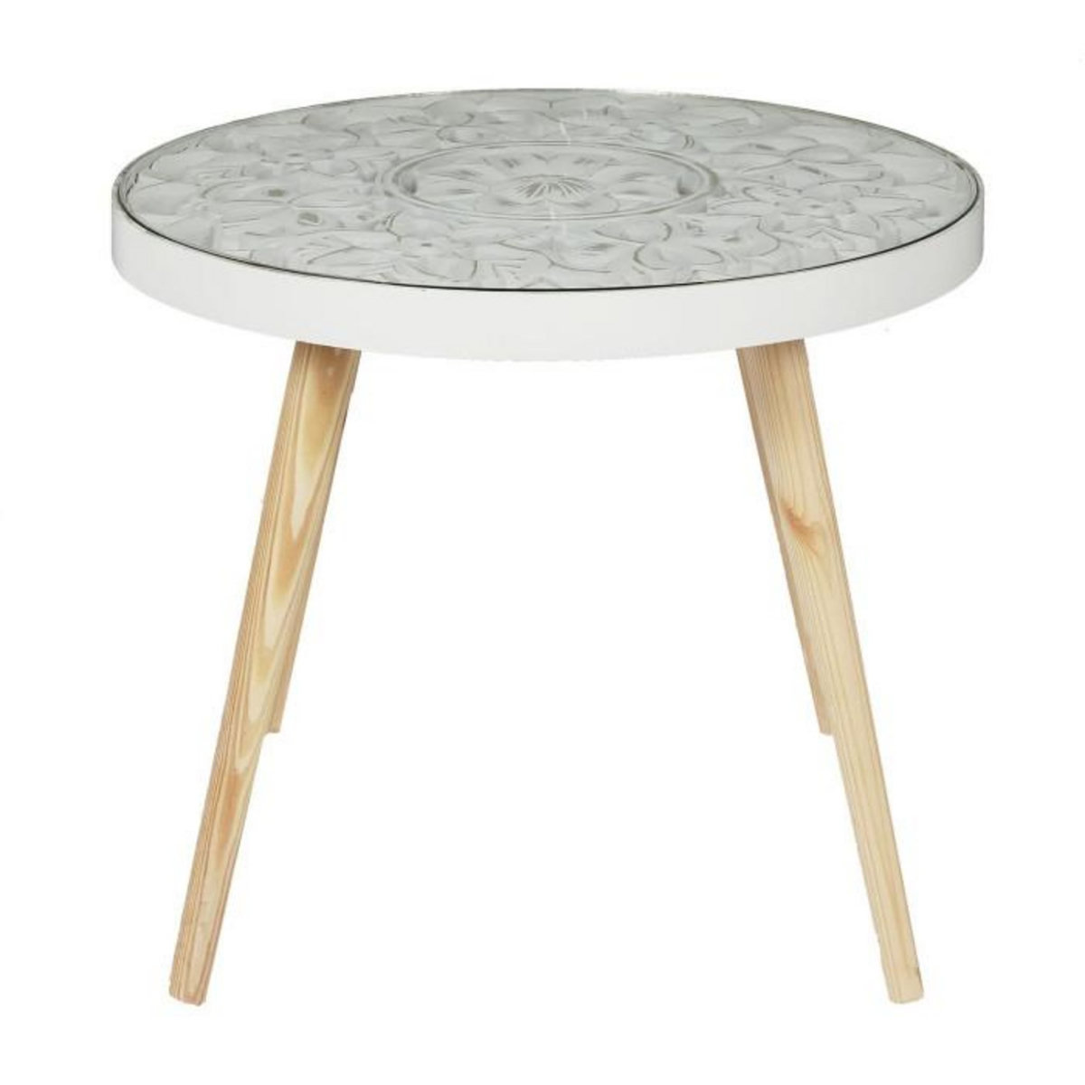 Paris Prix Table d'Appoint Design  Arabesque  50cm Blanc