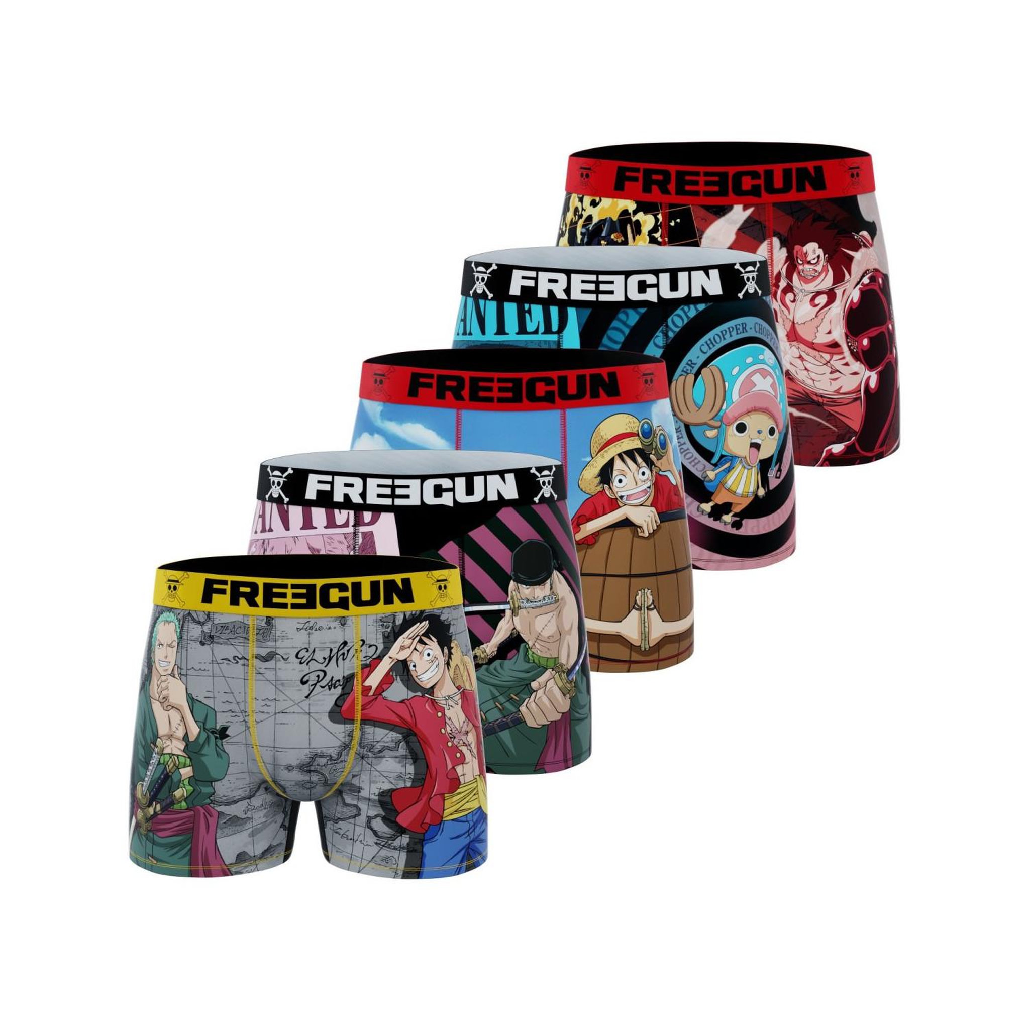 Voir la diapositive 1 : FREEGUN Lot de 5 boxers homme One Piece