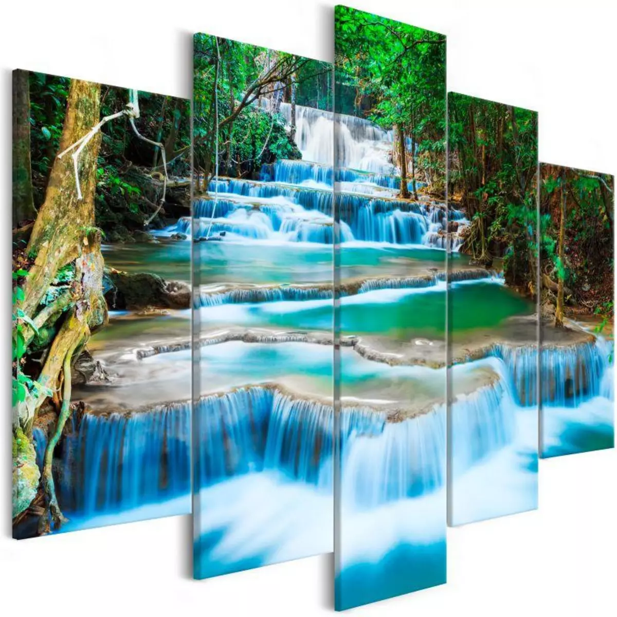 Paris Prix Tableau  Waterfall in Kanchanaburi 5 Panneaux Wide  100x225cm