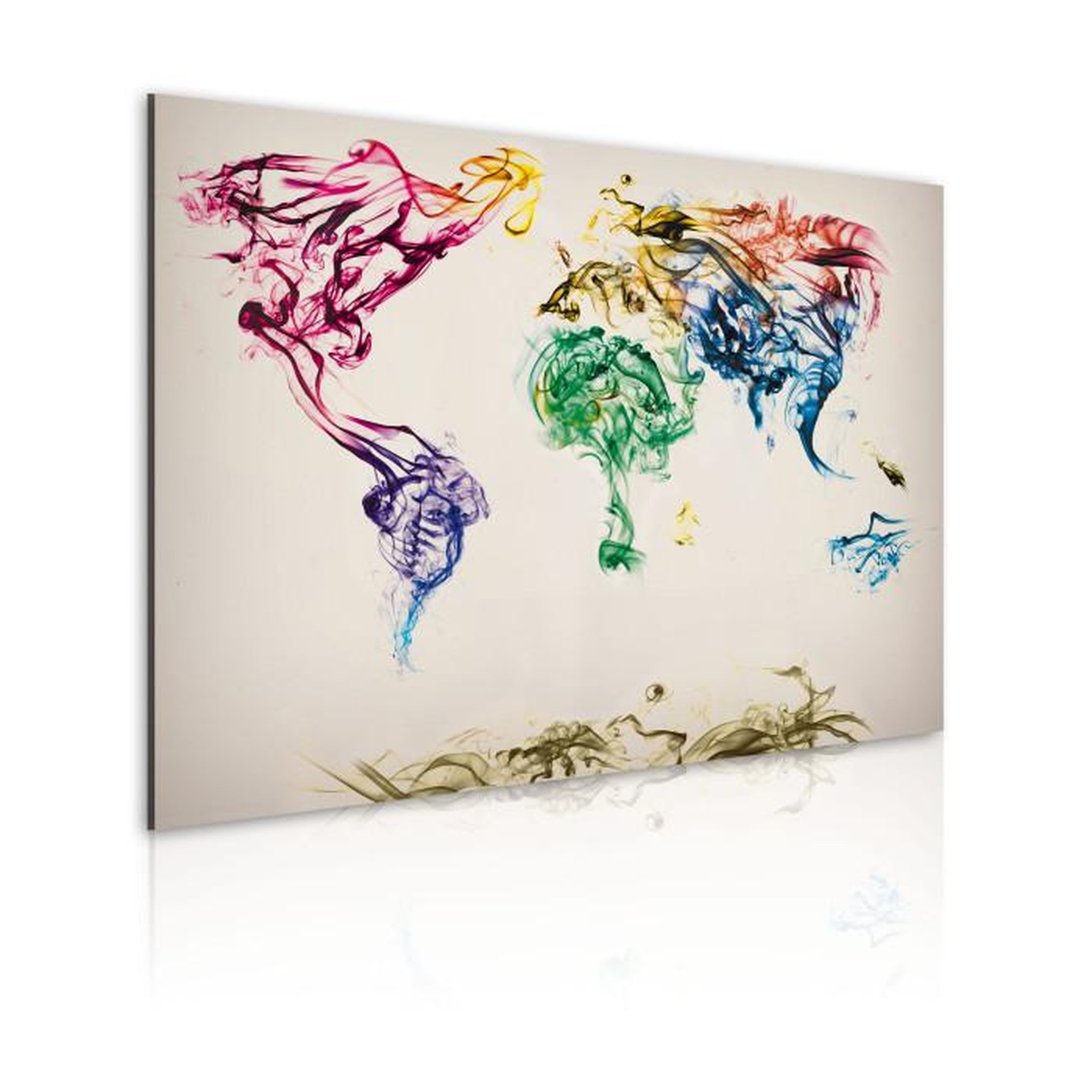 Paris Prix Tableau Imprimé  Carte Mondiale en Fumée Colorée. Coloris disponibles : Multicolore