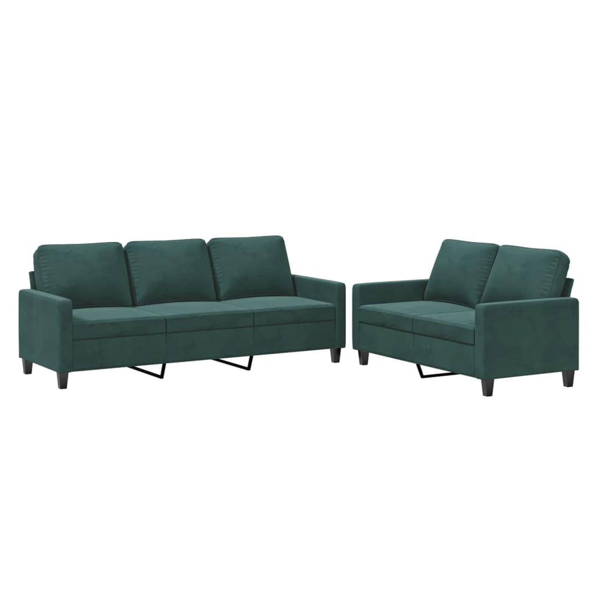 Voir la diapositive 2 : VIDAXL Ensemble de canapes 2 pcs avec coussins Vert fonce Velours
