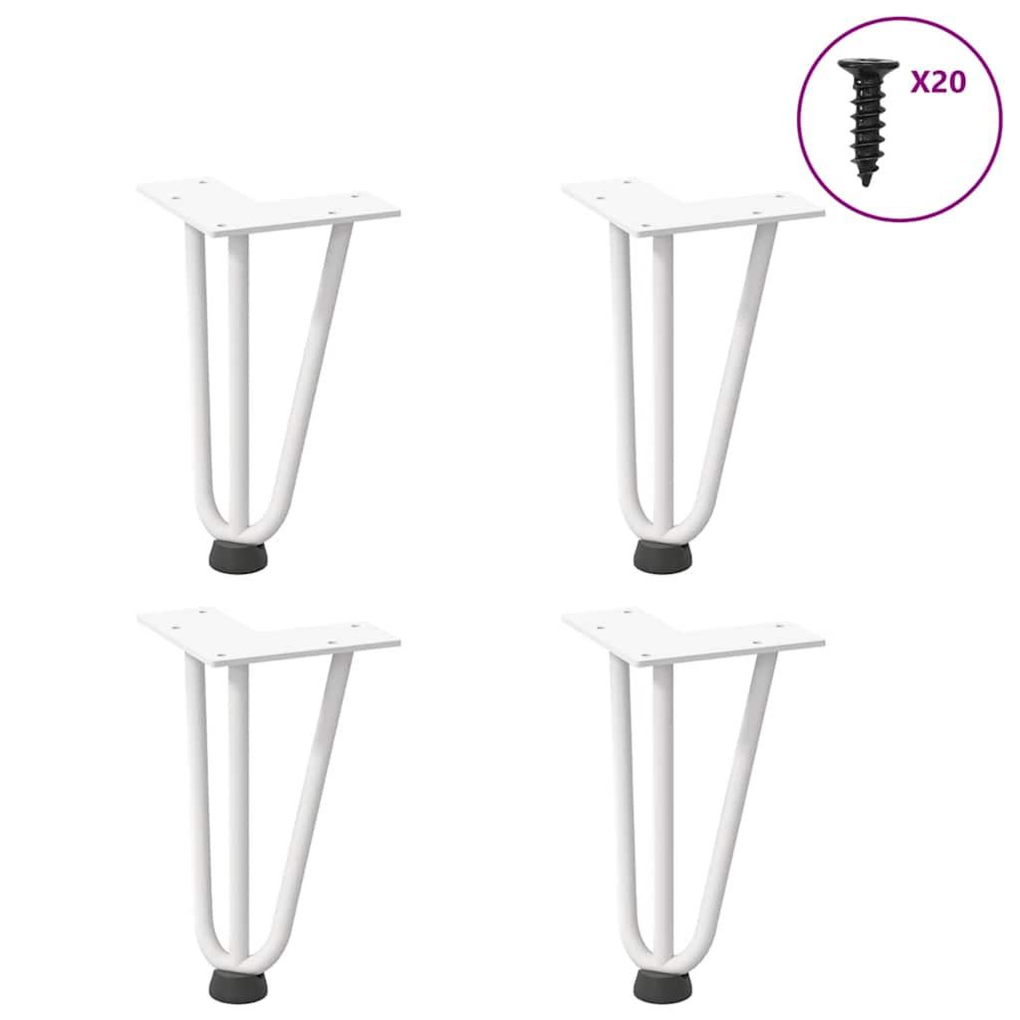 VIDAXL Pieds de table en forme d'epingle a cheveux 4 pcs blanc 20 cm