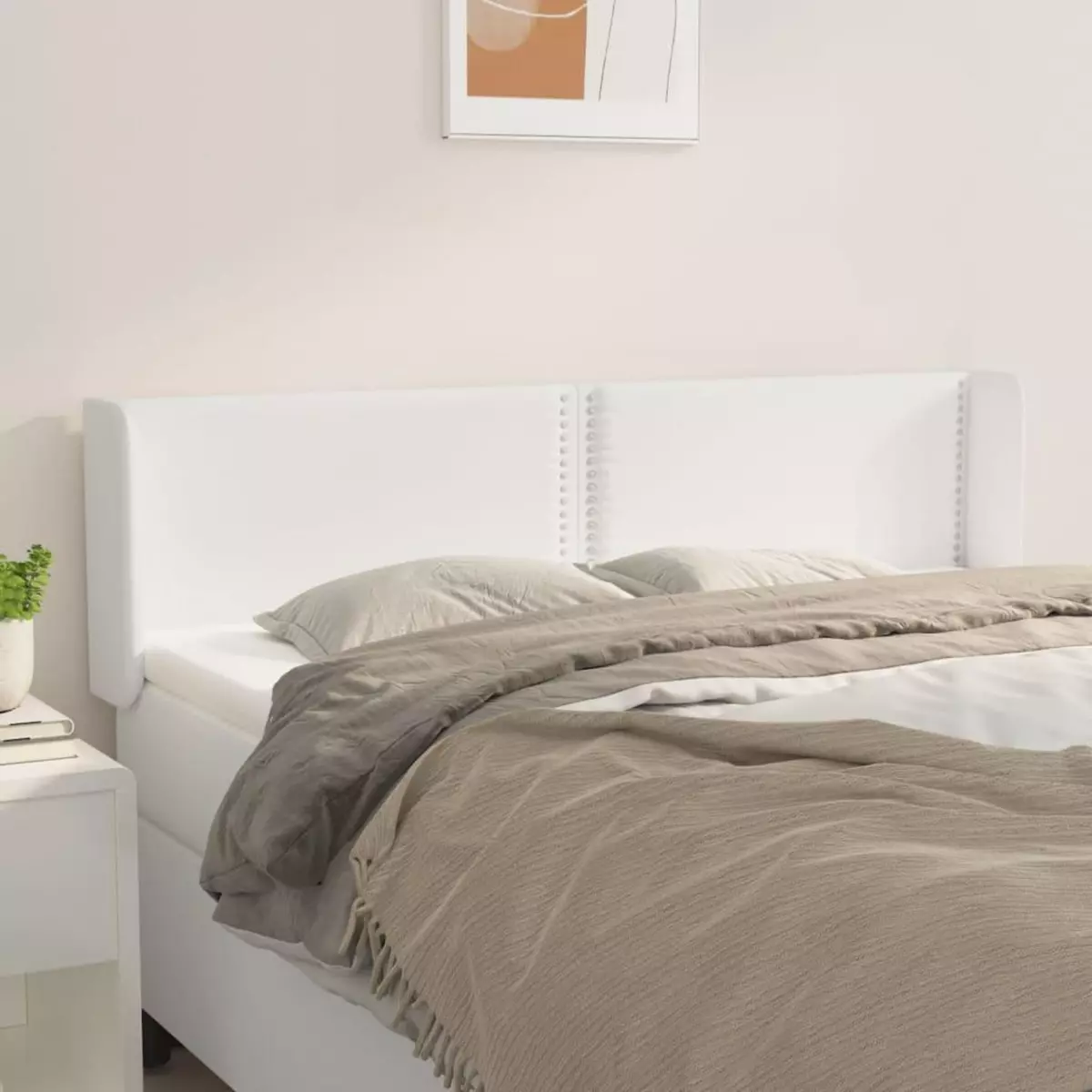 VIDAXL Tete de lit avec oreilles Blanc 147x16x78/88 cm Similicuir