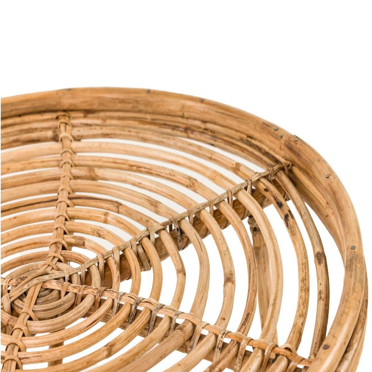 Jardiline Table basse ronde en rotin avec plateau en verre - Jardiline