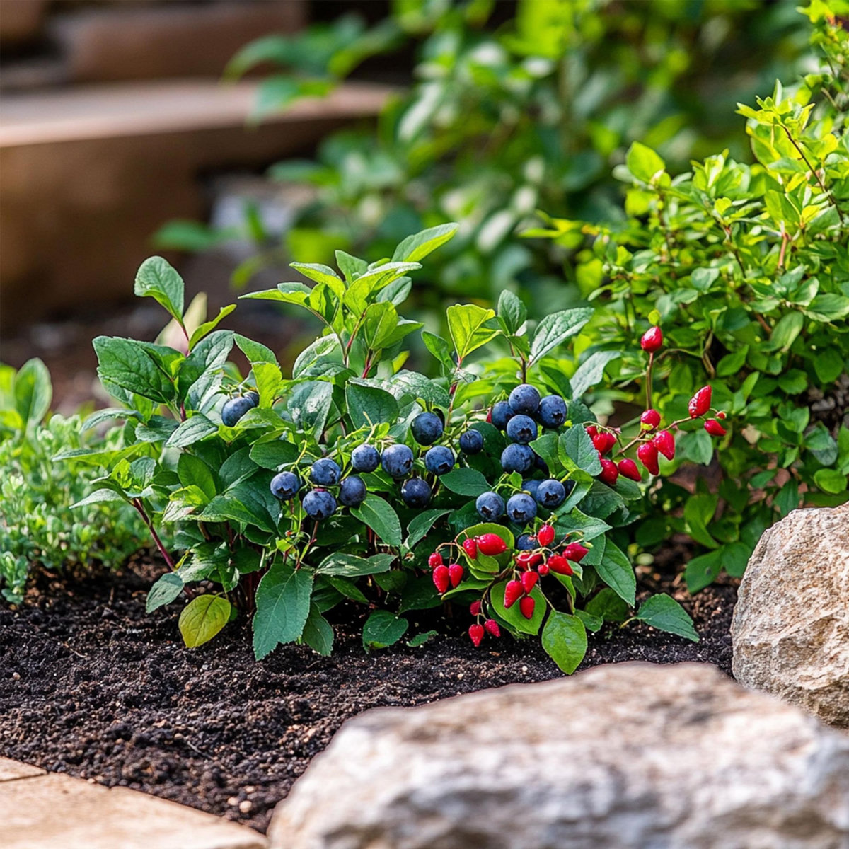PLANT IN A BOX Mélange de plantes fruitières - Set de 3 - Lycium, Vaccinium - H25-40cm - ⌀9cm