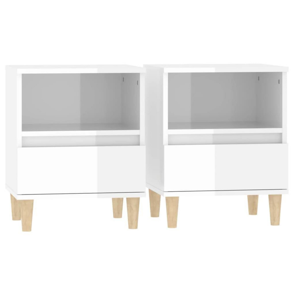 VIDAXL Tables de chevet 2 pcs Blanc brillant 40x35x50 cm