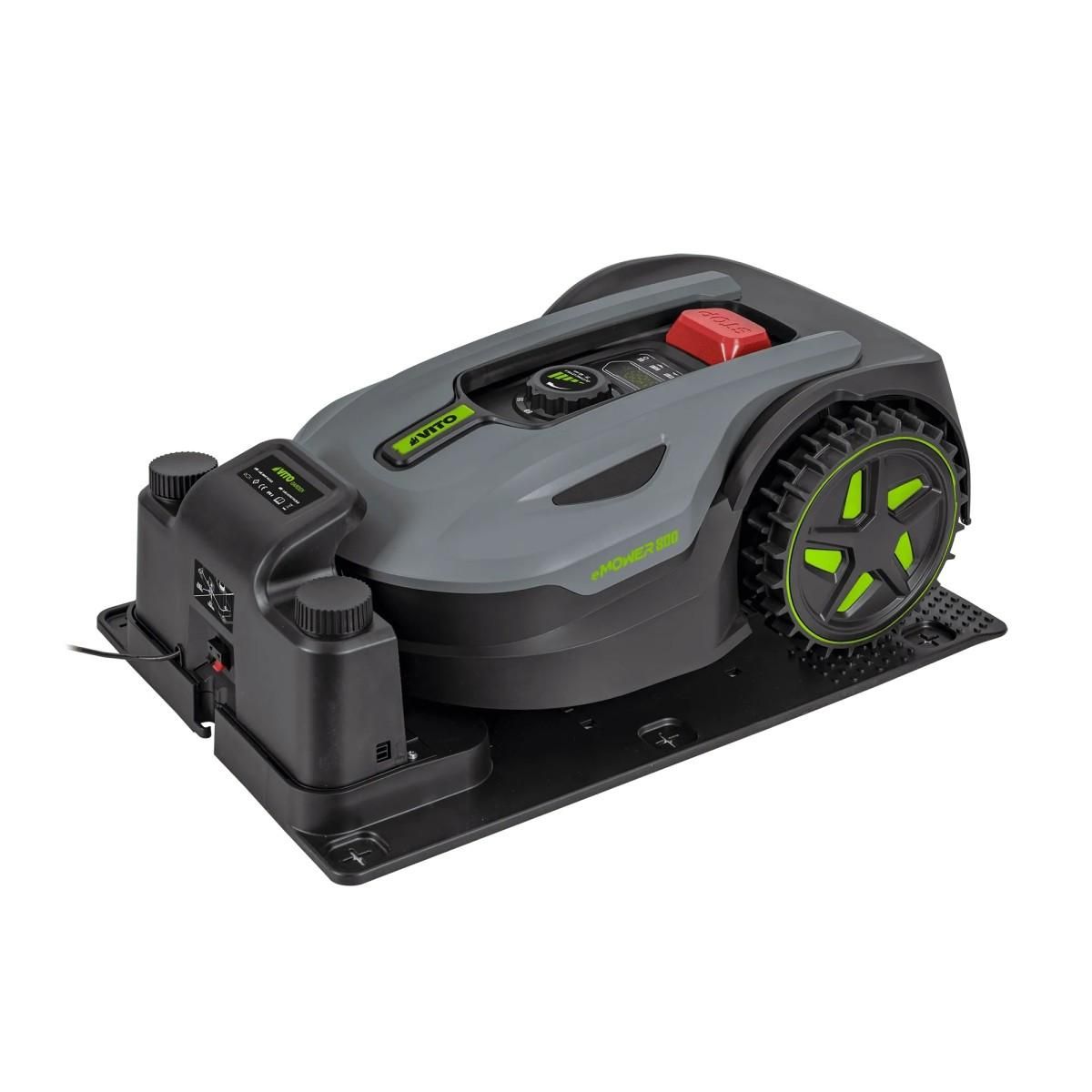 VITO Robot Tondeuse 20V Batterie 4.0Ah 800m2 - Station de charge - Cable périphérique 170m - Autonomie 2h30 VITO