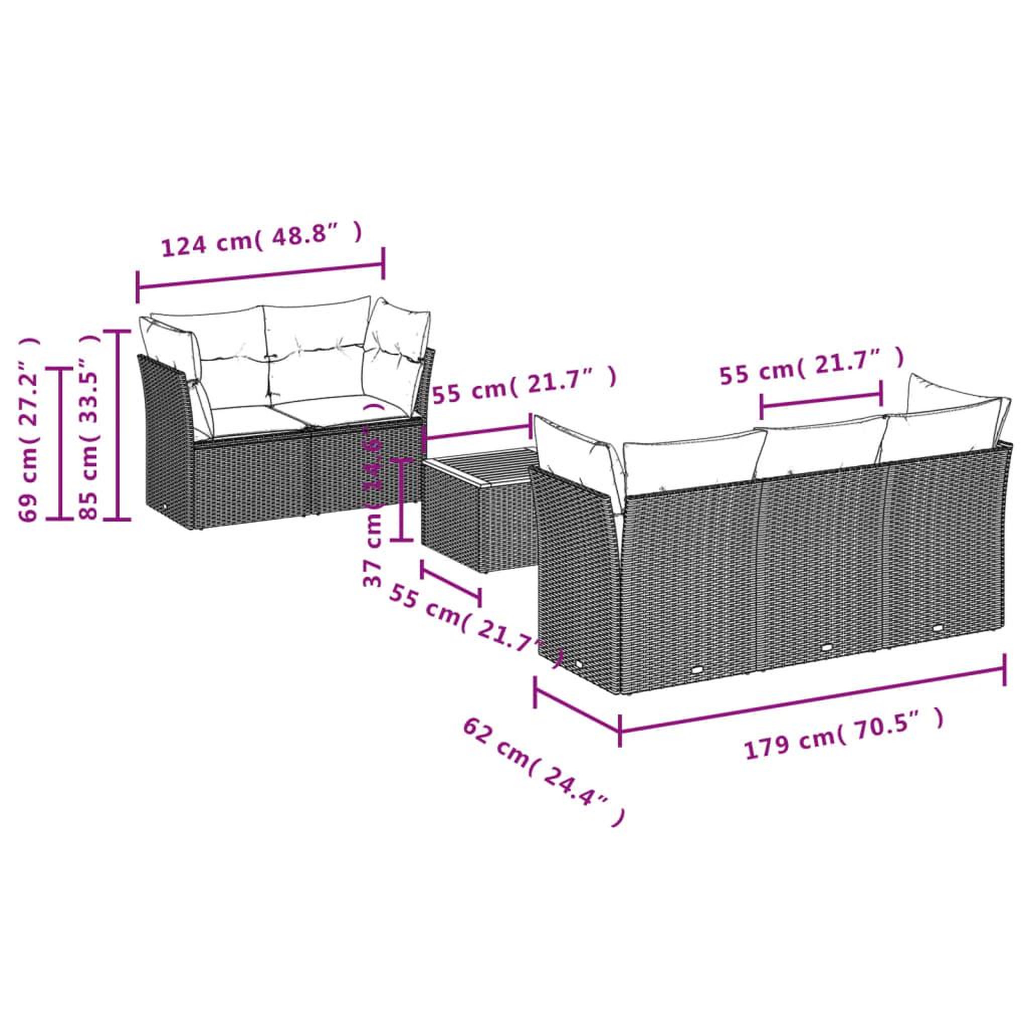 Voir la diapositive 6 : VIDAXL Salon de jardin avec coussins 6 pcs beige resine tressee