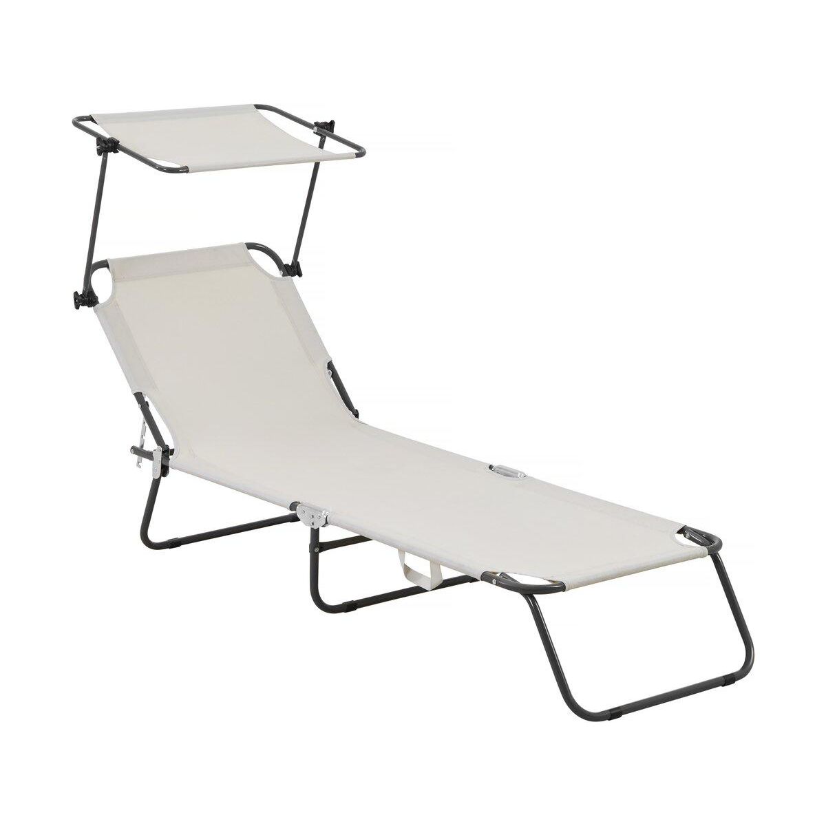 Habitat et Jardin Bain de soleil pliable  Lazy  - Avec pare soleil - Beige