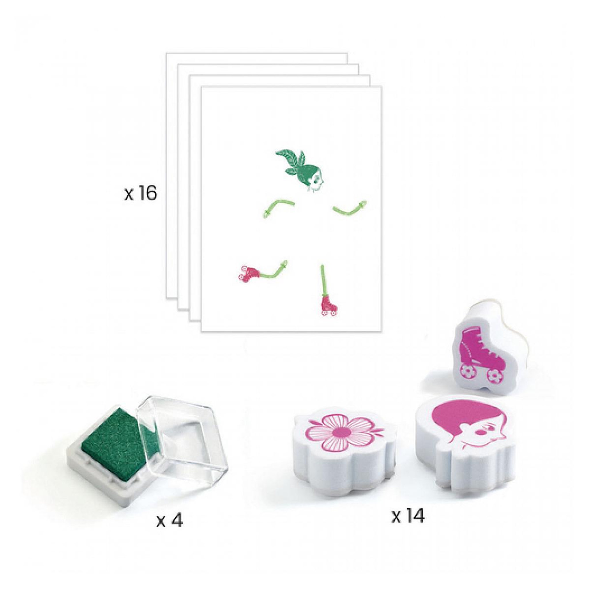 Voir la diapositive 2 : Djeco DJ08741 Tampons Mix and Match Flower Girls Stamp Set