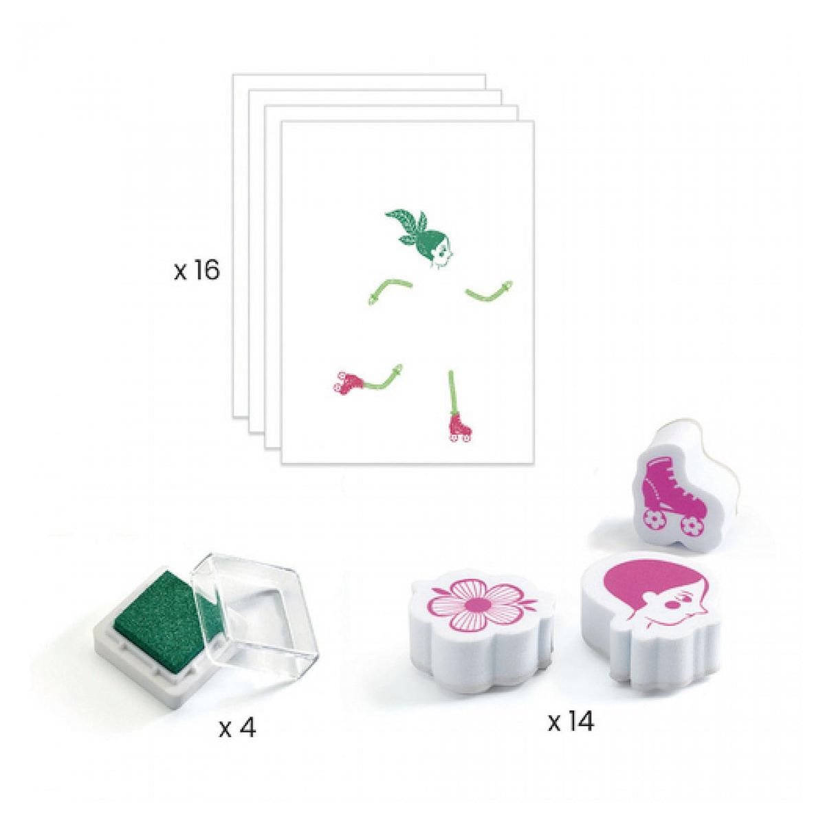 Djeco DJ08741 Tampons Mix and Match Flower Girls Stamp Set