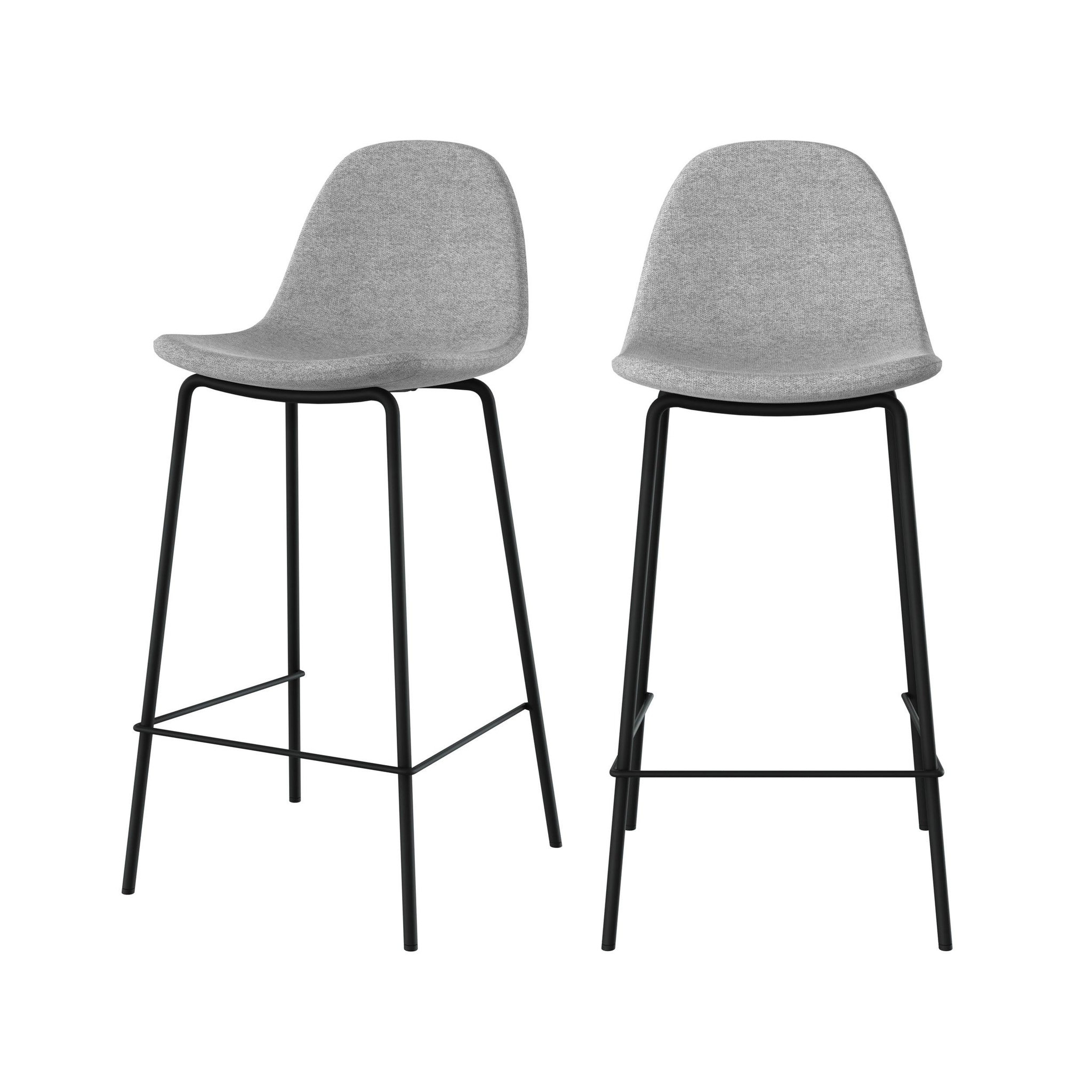 MAISON PAVANE Lot de 2 chaises pour îlot central en tissu gris clair 65,5 cm-henrik