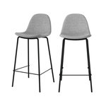 Rendez vous déco Lot de 2 chaises pour îlot central en tissu gris clair 65,5 cm-Henrik