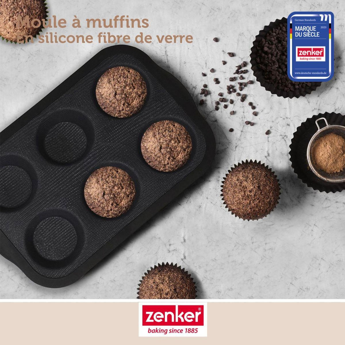 ZENKER Set pâtisserie avec moule à 6 muffins silicone, 2 bols à mixer, verre mesureur et spatule Zenker