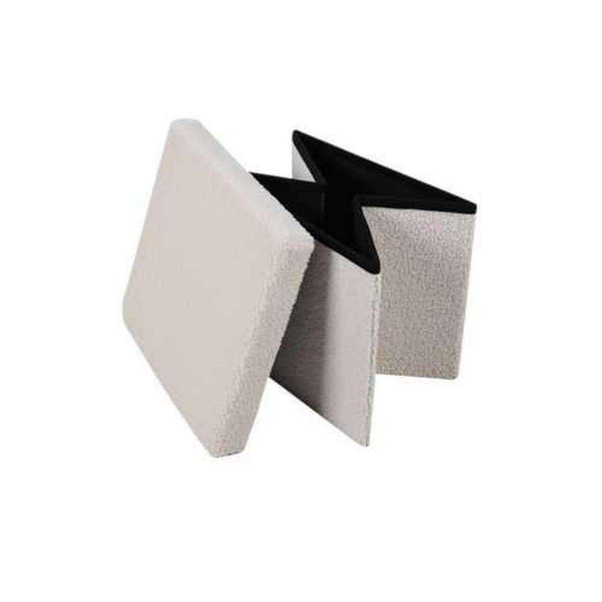 DIVERS Pouf de rangement pliable Kube revêtement bouclette - Blanc crème
