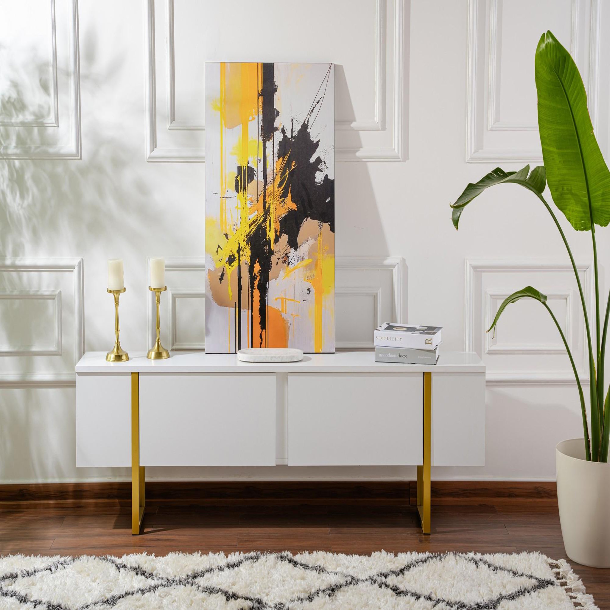 Voir la diapositive 4 : Habitat et Jardin Meuble tv en bois  serenity  - 180 x 29 x 50 cm - blanc