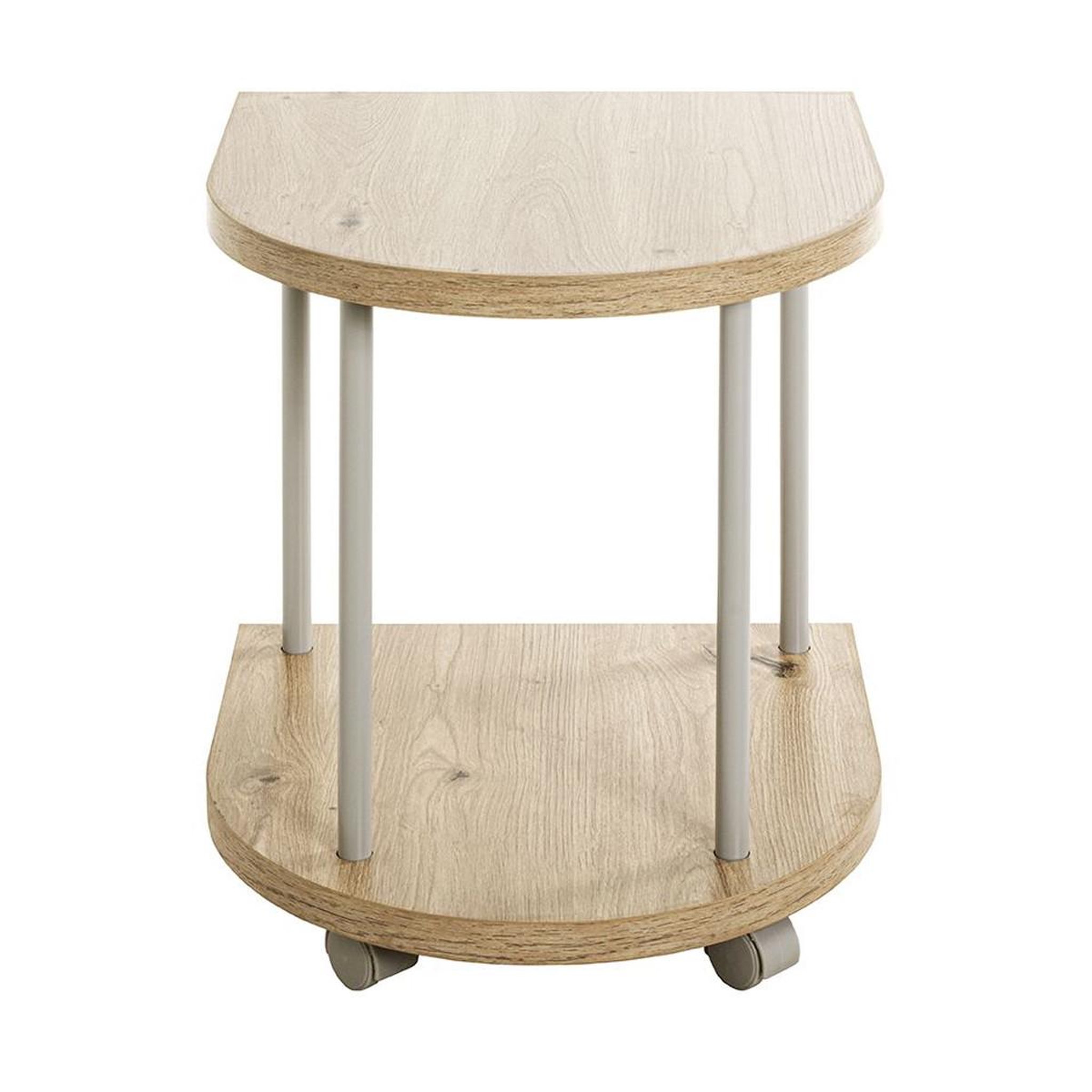 Voir la diapositive 2 : Paris Prix Table d'appoint design à roulettes  ilona  45cm naturel & gris