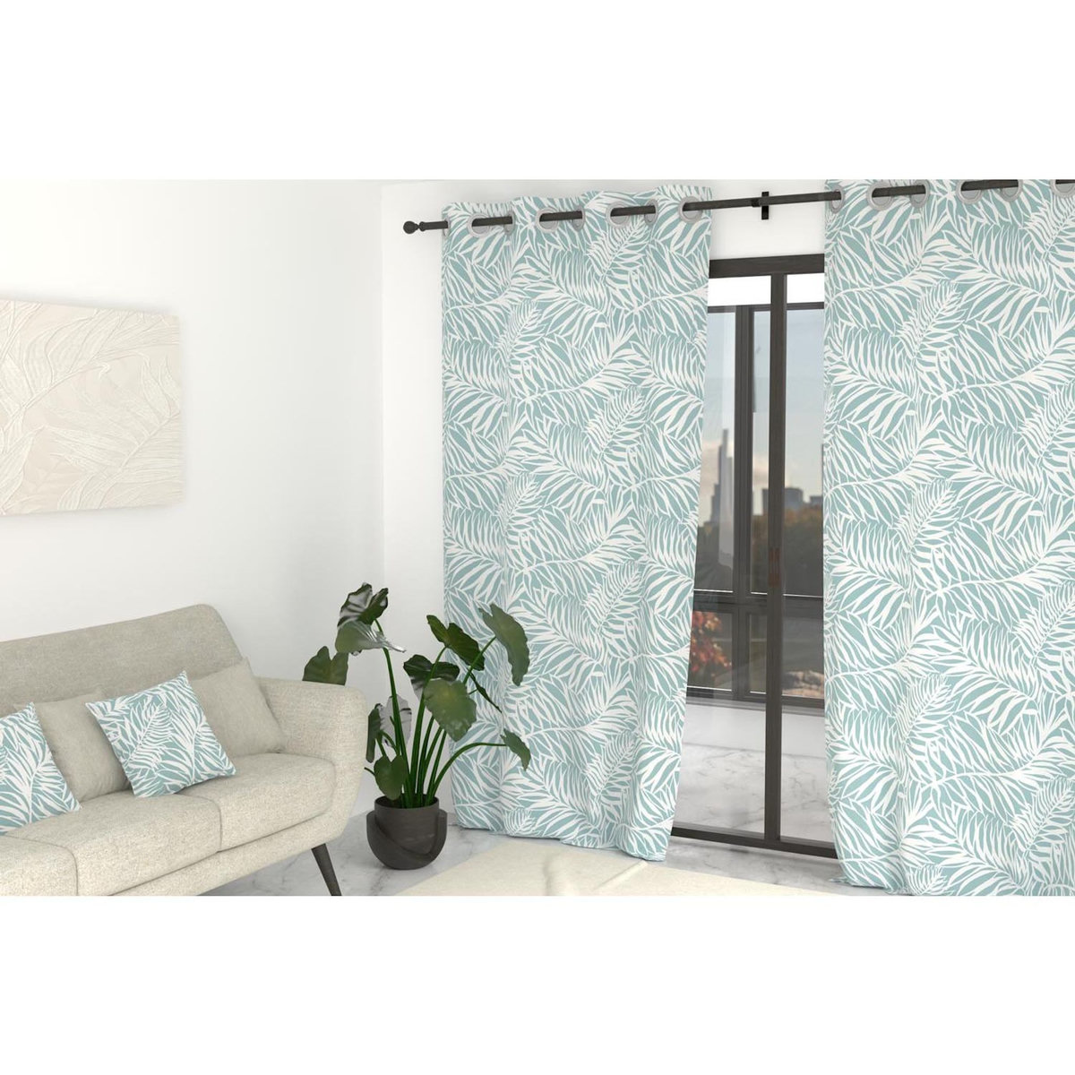 SOLEIL D'OCRE Rideau à oeillets imprimé en polycoton 135x250 cm GUYANE, par Soleil d'Ocre