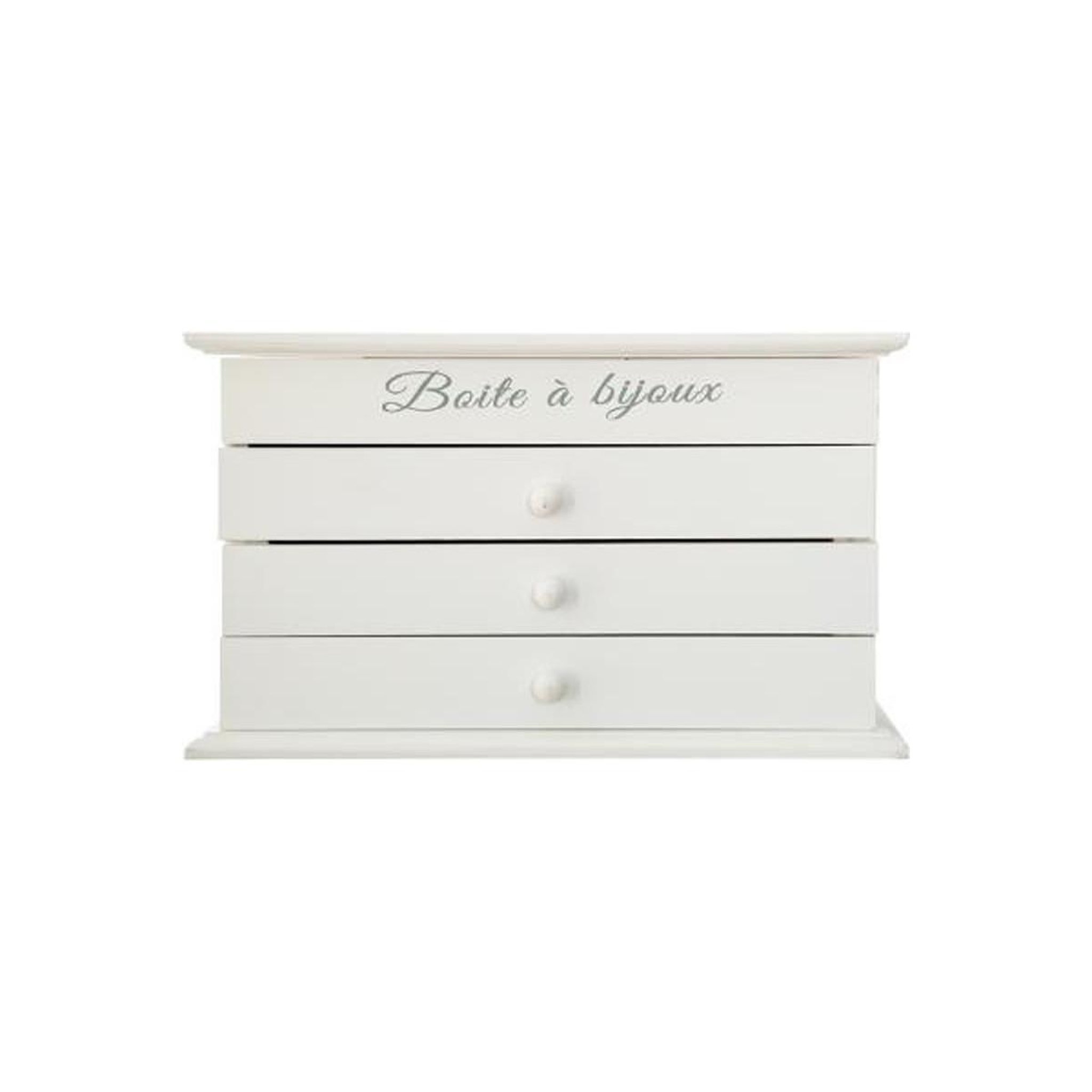 Voir la diapositive 2 : ATMOSPHERA Boîte à bijoux vitrée 3 tiroirs  charme  25cm blanc