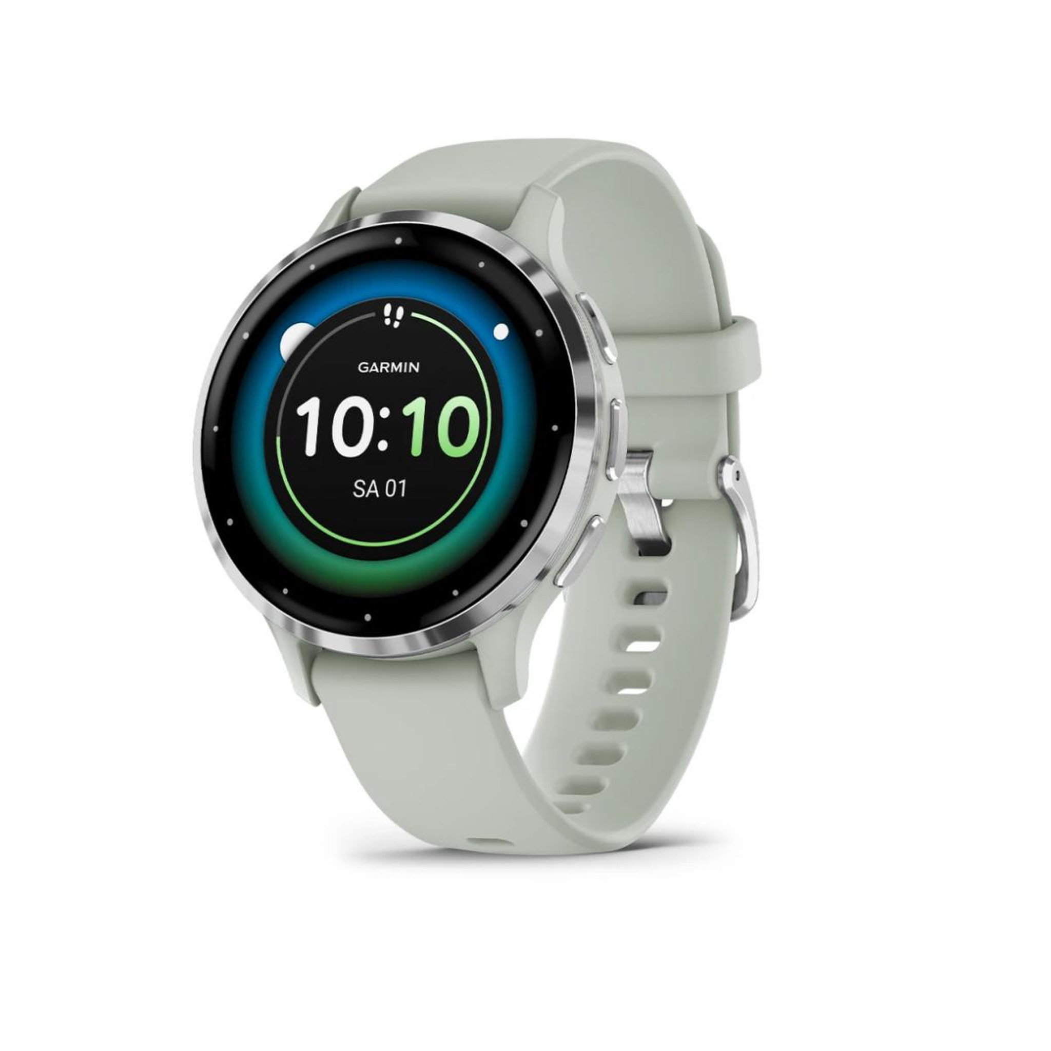 Voir la diapositive 2 : GARMIN Montre connectée Garmin Venu 3S 41mm en acier Silver, boîtier vert sauge et bracelet en silicone vert sauge