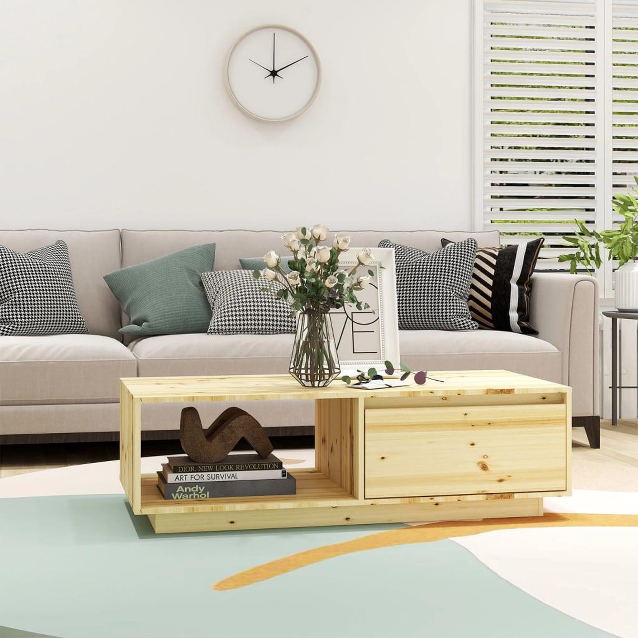Voir la diapositive 3 : VIDAXL Table basse 110x50x33,5 cm bois de sapin massif