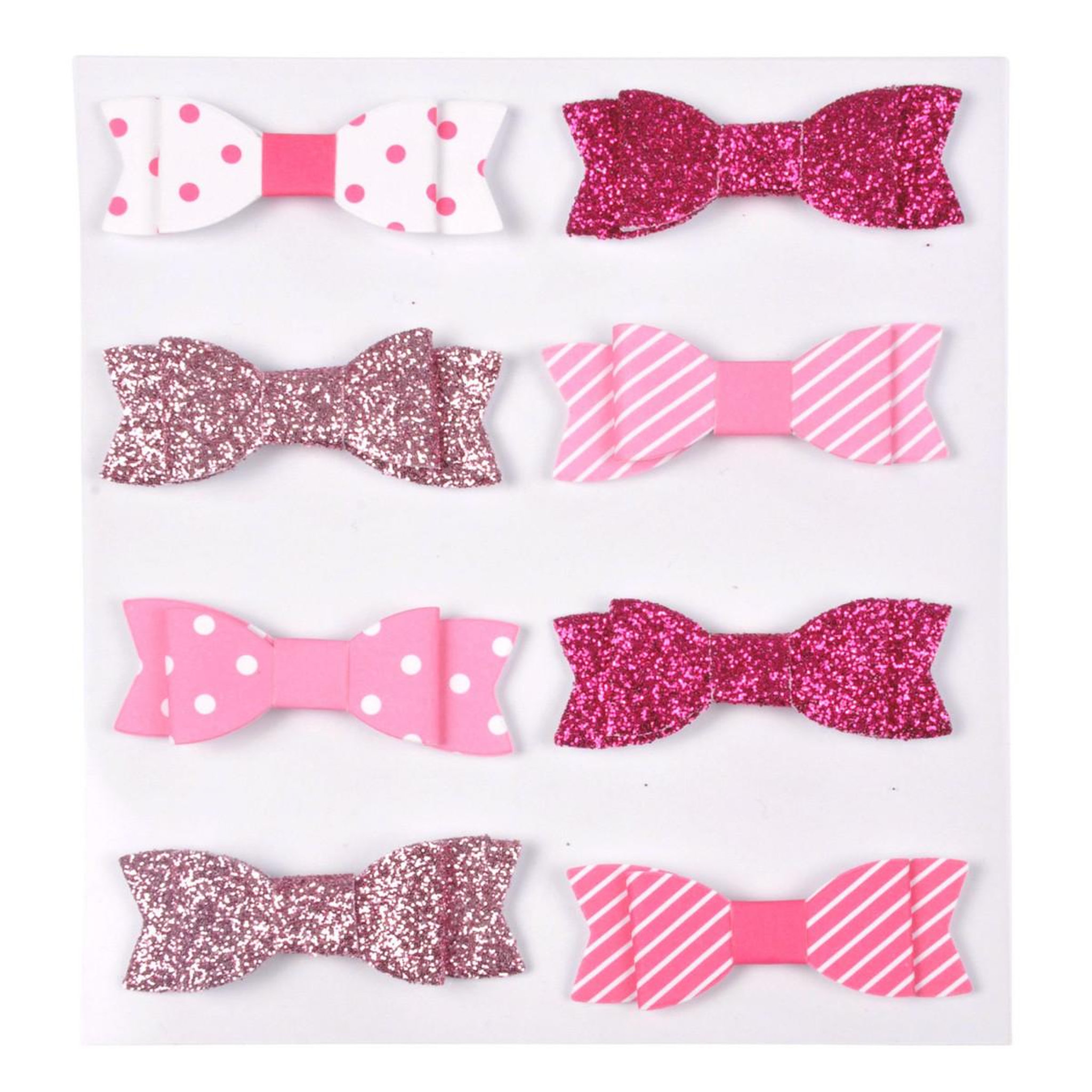 Voir la diapositive 2 : HOMEA Lot de 8 stickers  nœud paillettes  11cm rose