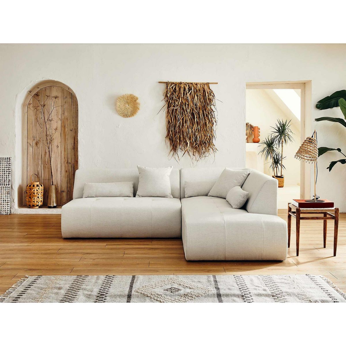 LISA DESIGN Onyx - canapé modulable d'angle droit 5 places - en tissu