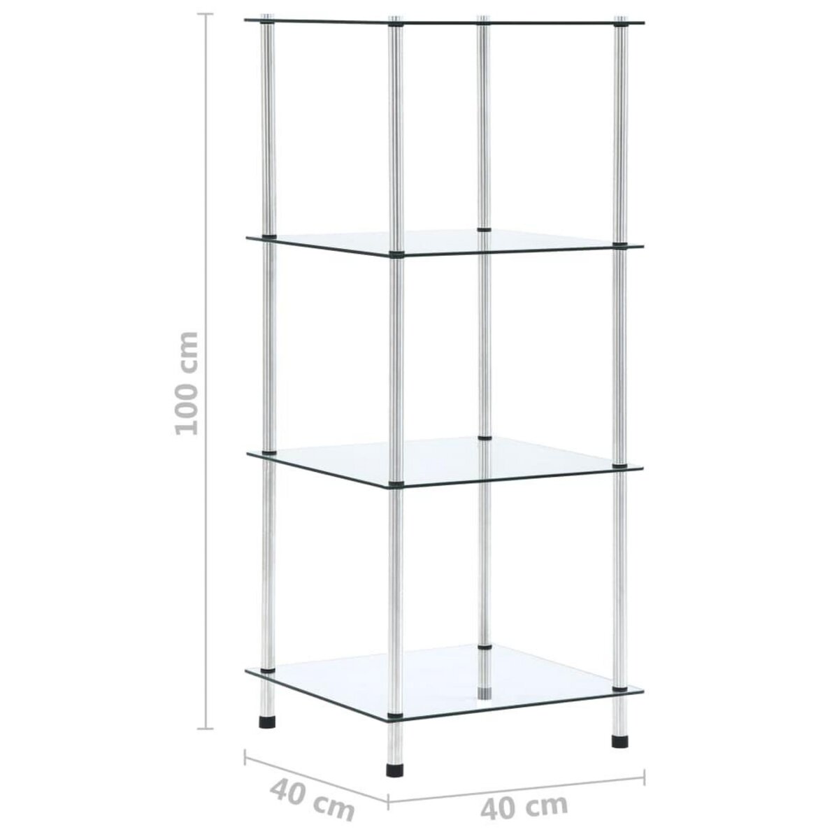 VIDAXL Etagere 4 niveaux Transparent 40x40x100 cm Verre trempe