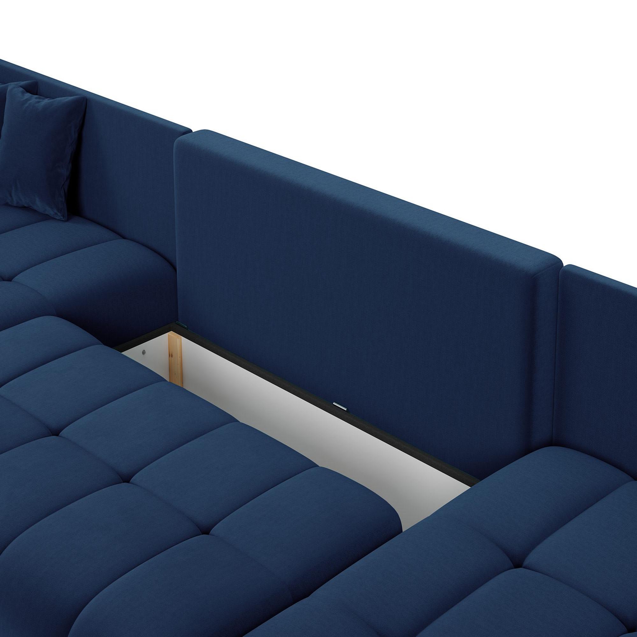 Voir la diapositive 3 : BEST MOBILIER Petra - canapé panoramique en u - 7 places - convertible - avec coffre - en velours