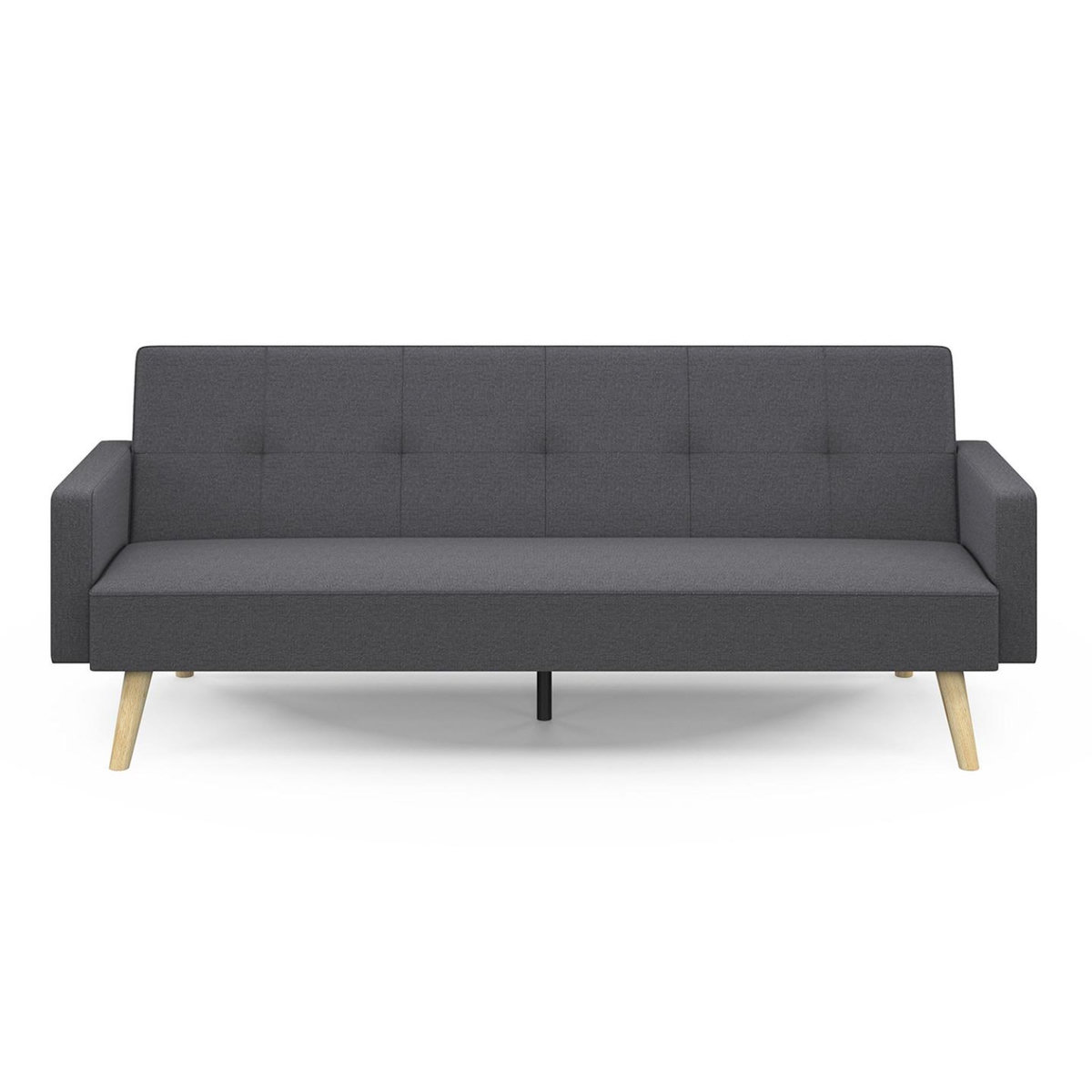 ID MARKET Canapé droit scandinave 3 places convertible LARS en tissu gris