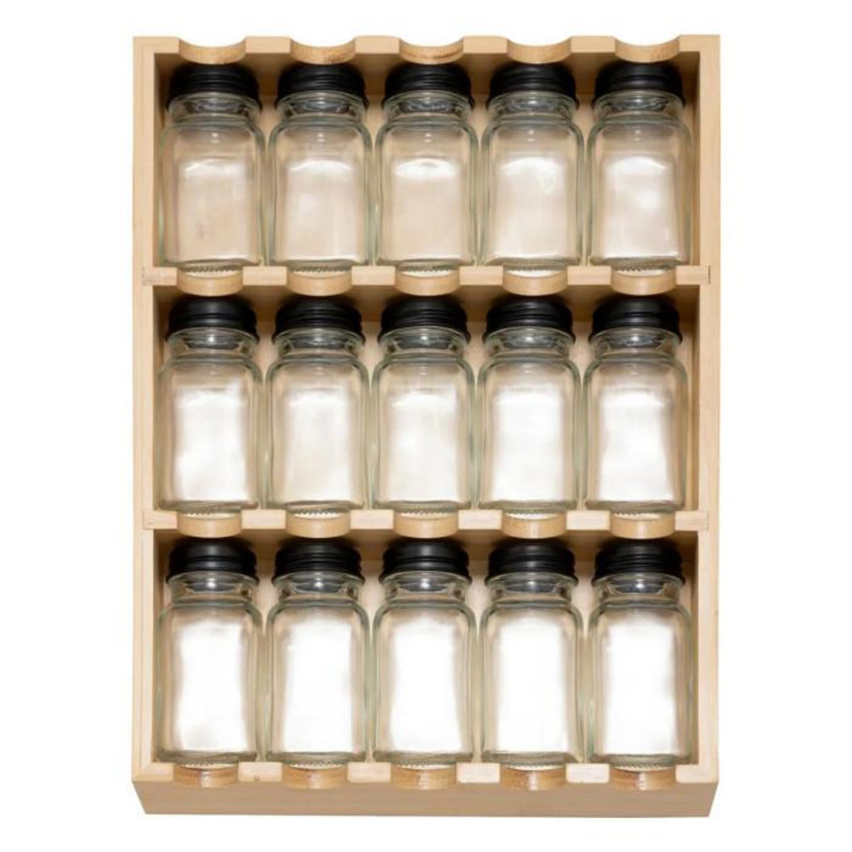 FIVE Lot de 15 Pots à Épices  Rack Tiroir  31cm Naturel