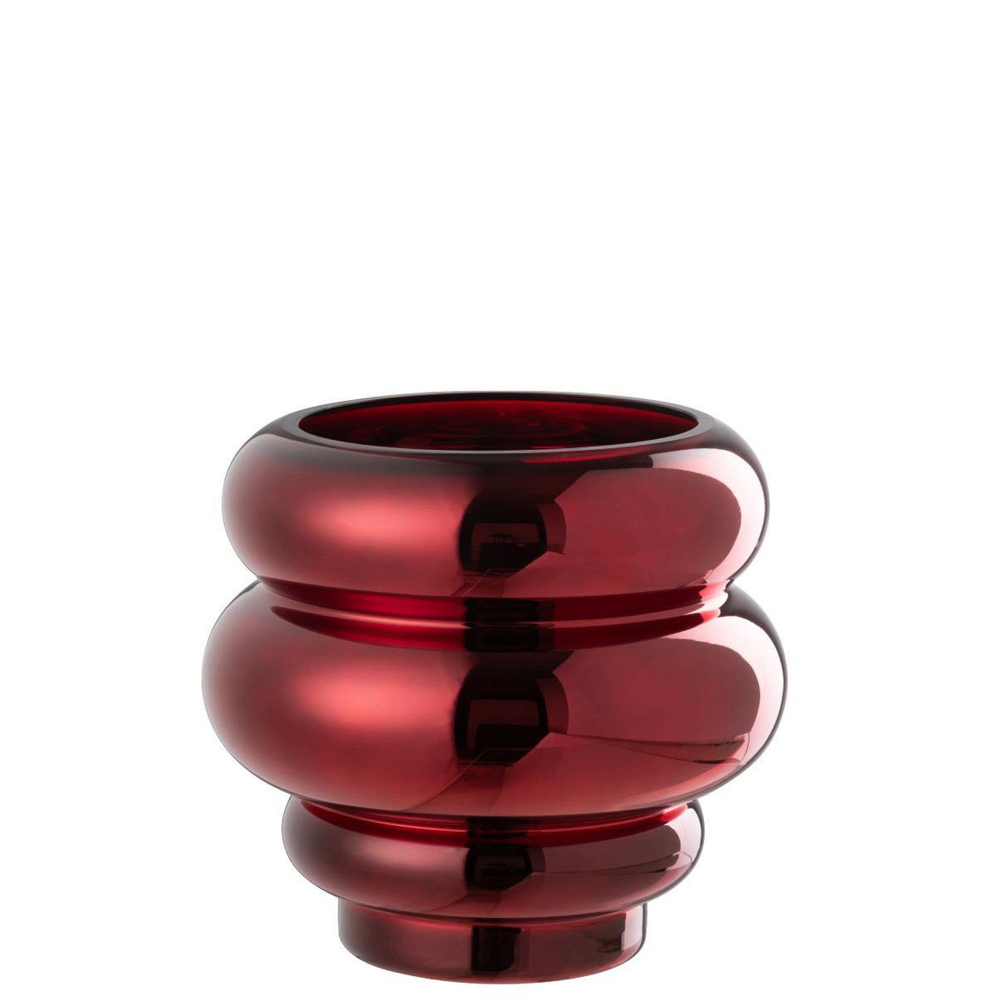 Voir la diapositive 2 : J-LINE Photophore Design  Cléa  20cm Rouge Foncé