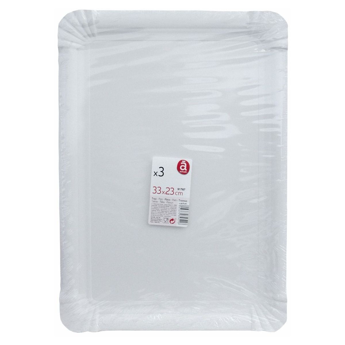 ACTUEL Plateaux 23x33cm en carton blanc x3 3 pièces