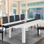Voir la diapositive 2 : ID MARKET Table à manger extensible rectangle GEORGIA 6-10 personnes blanche et grise 140-220 x 90 cm