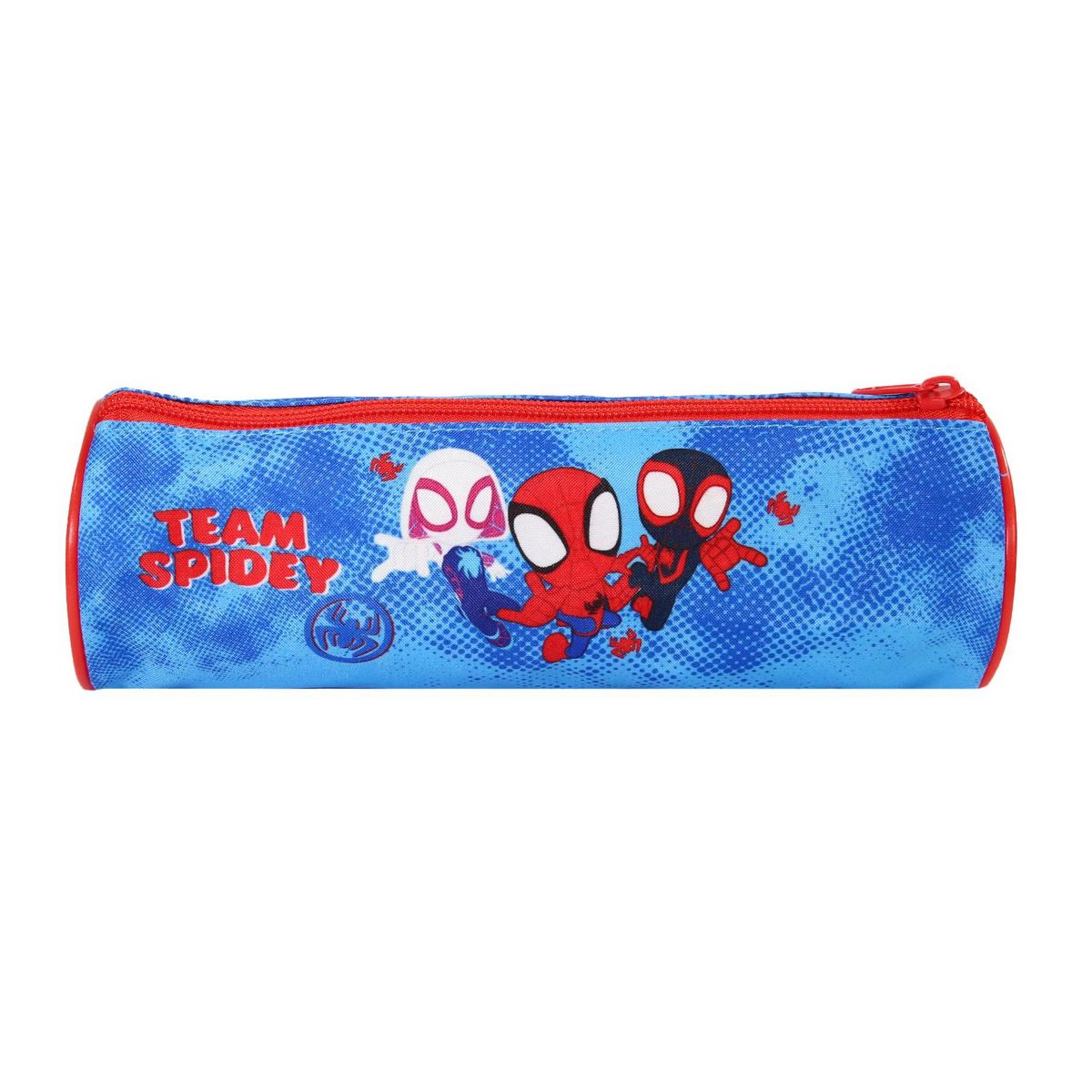 Bagtrotter Bagtrotter - Spiderman -Trousse Scolaire Ronde - Bleu Ciel - 1 Compartiment Zippé - 22x7x7cm - Matière Polyester - Accessoire et Papeterie Scolaire