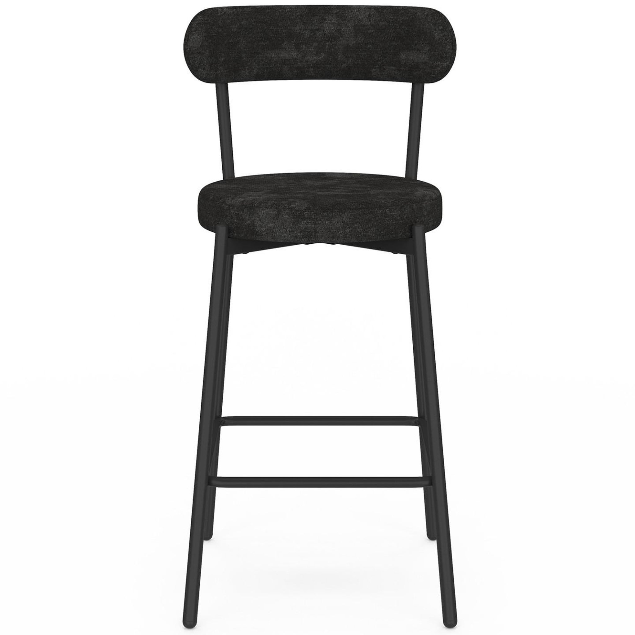 Voir la diapositive 3 : ID MARKET Lot de 4 tabourets de bar miki dossier incurvé en tissu chenille noir pieds en métal noir