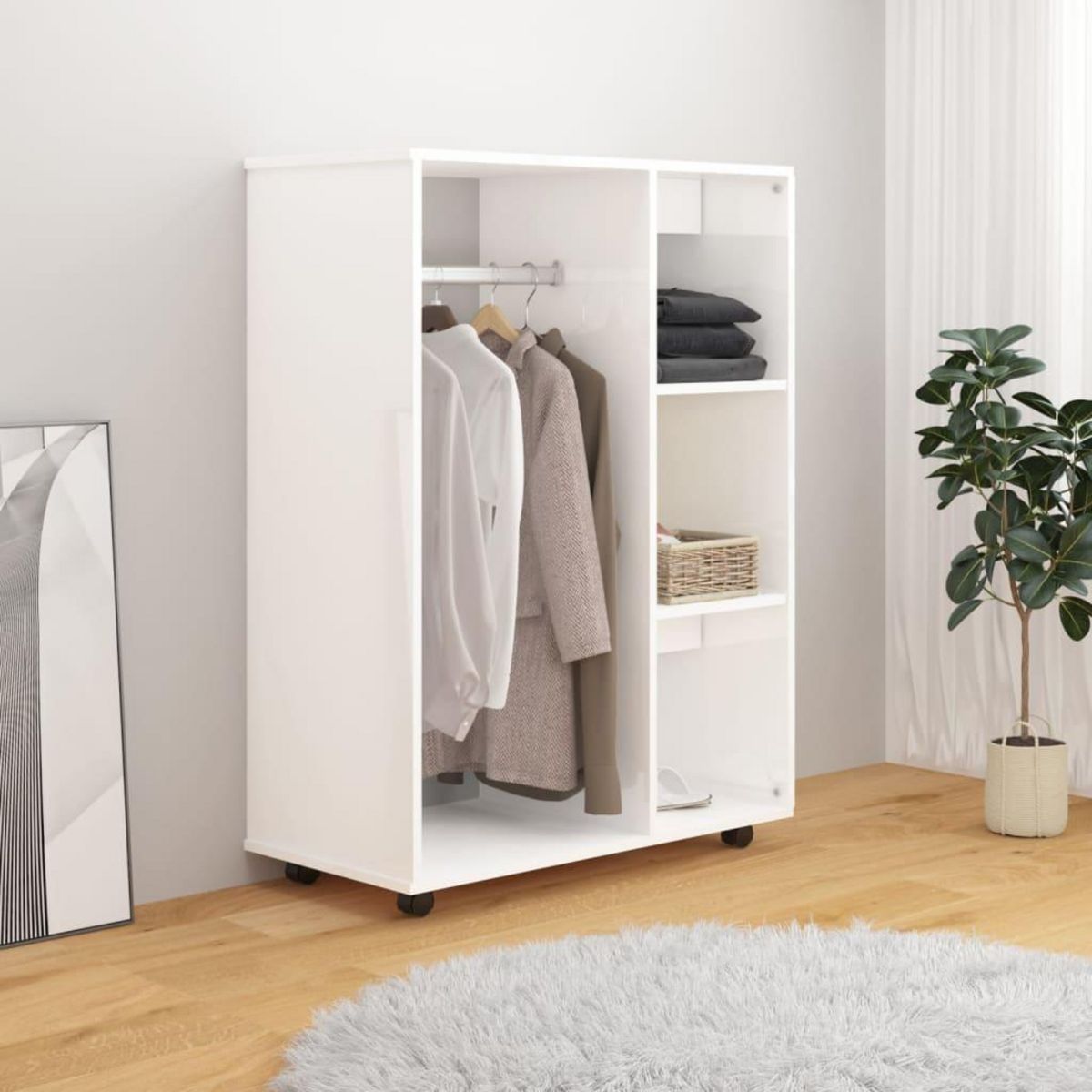 VIDAXL Garde-robe Blanc brillant 80x40x110 cm Bois d'ingenierie
