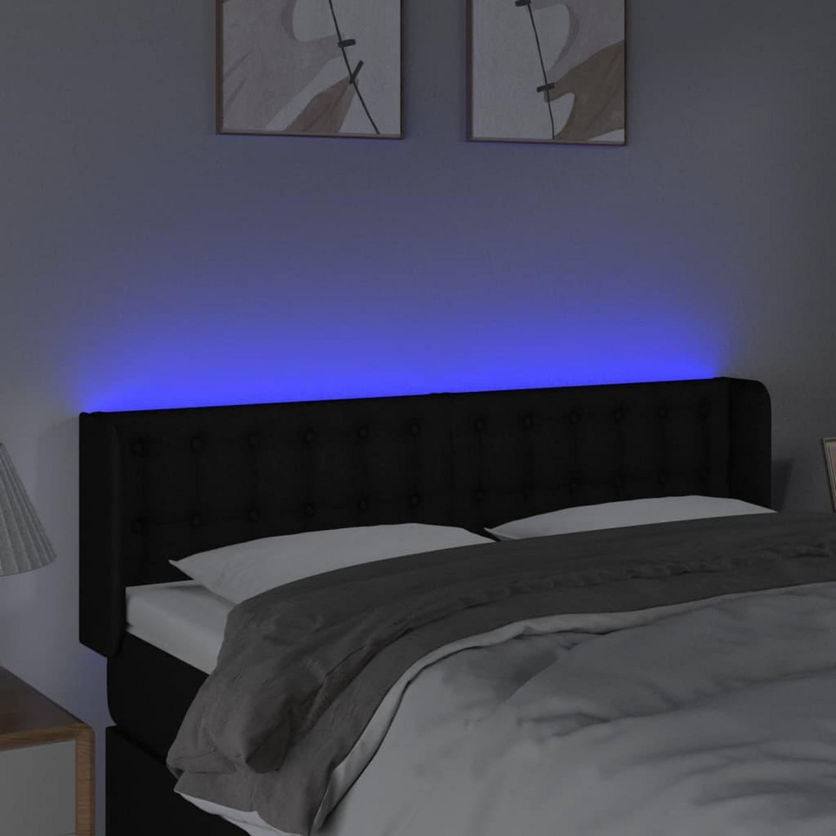 VIDAXL Tete de lit a LED Noir 147x16x78/88 cm Tissu