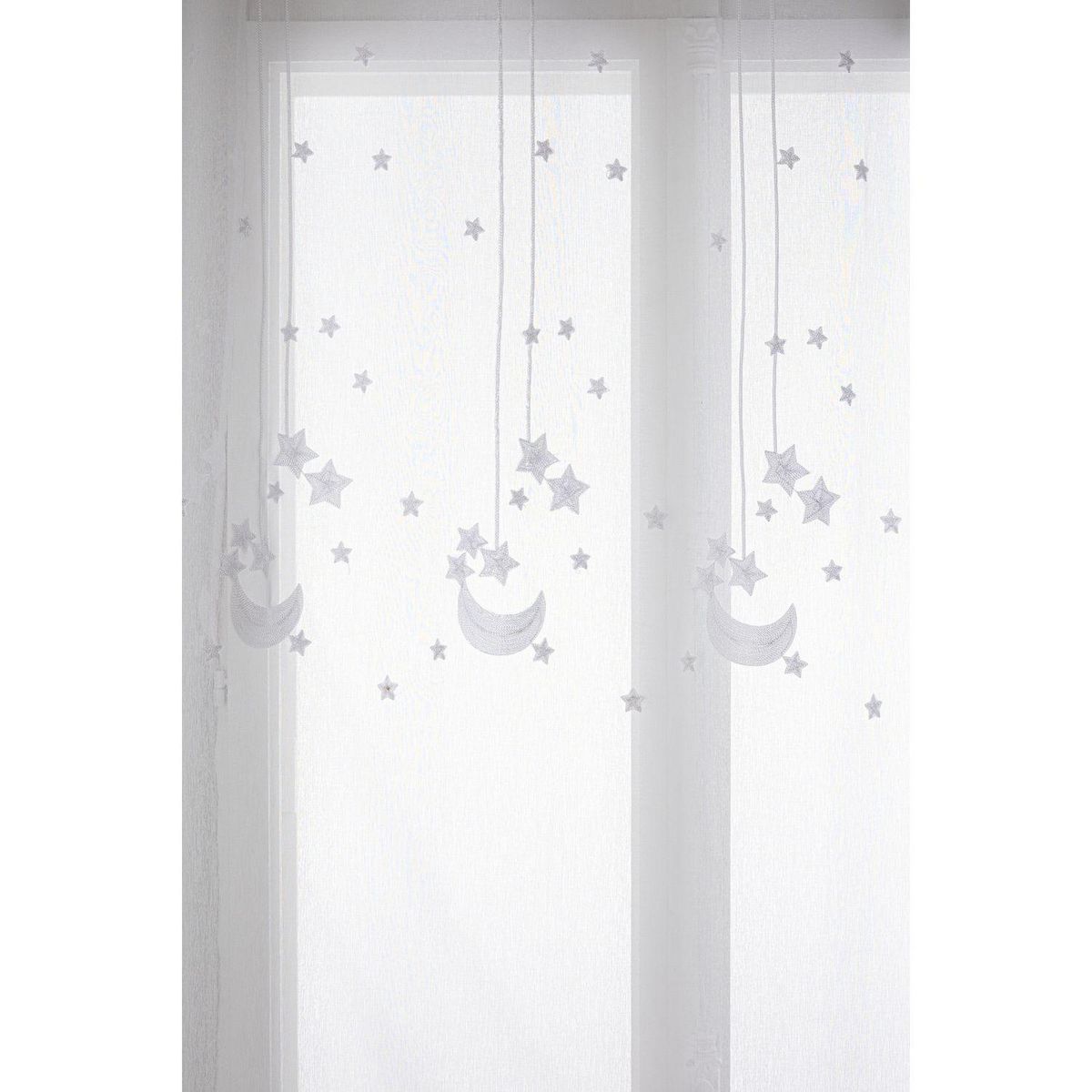 ATMOSPHERA Voilage brodé étoiles - 140 x 240 cm - Blanc