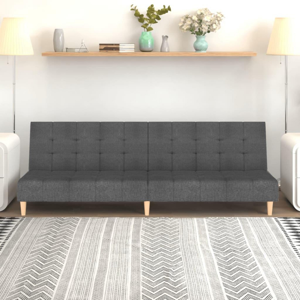 VIDAXL Canape-lit a 2 places gris clair tissu