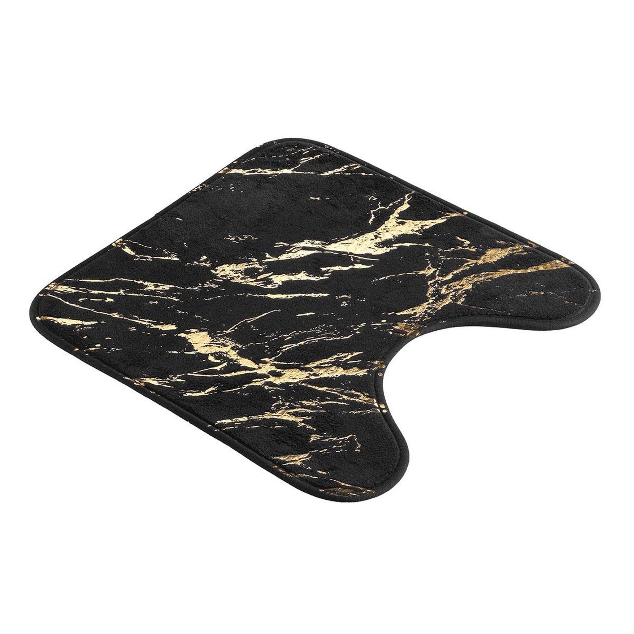 Douceur d'Intérieur Tapis contour wc imprimé  aquamarbre  45cm noir & or