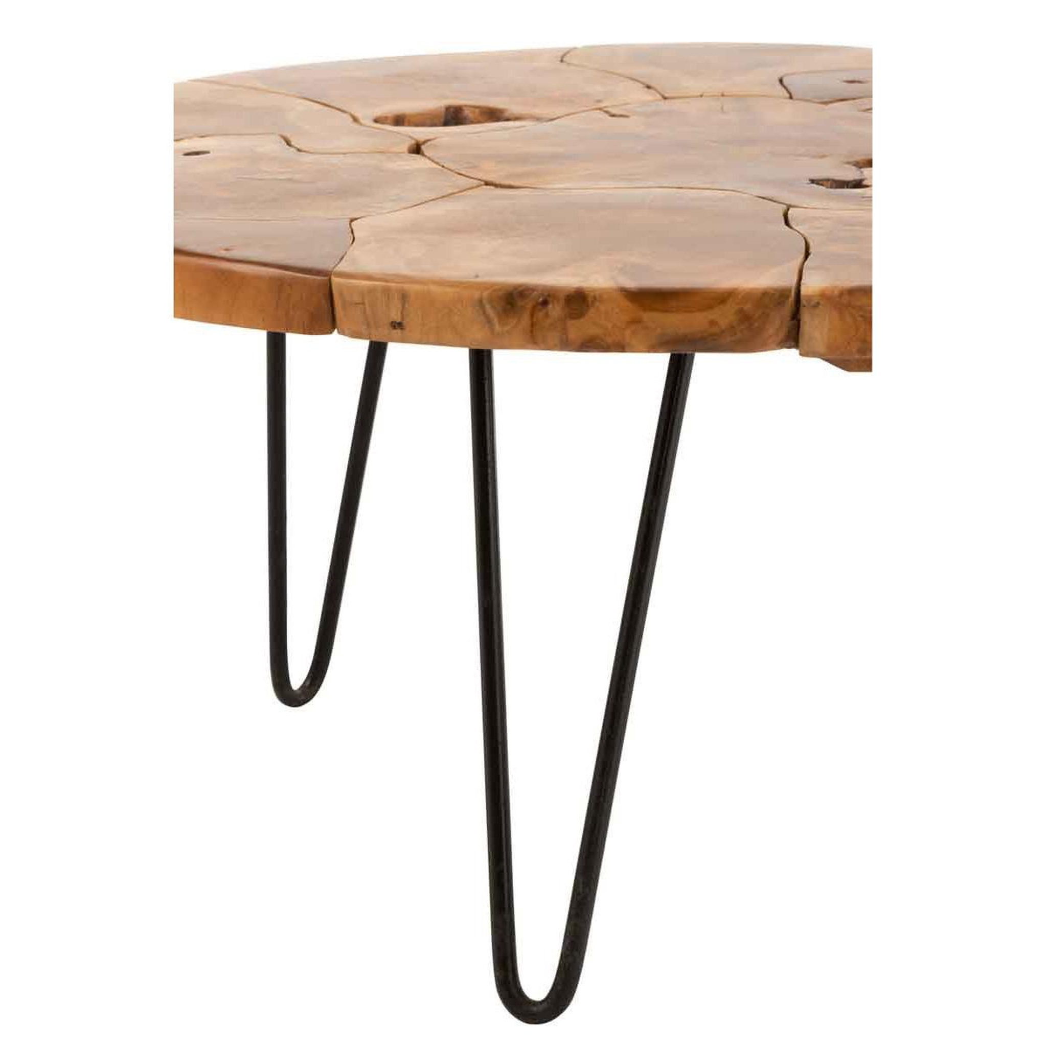 Voir la diapositive 2 : J-LINE Table basse en teck  manuel  80cm marron