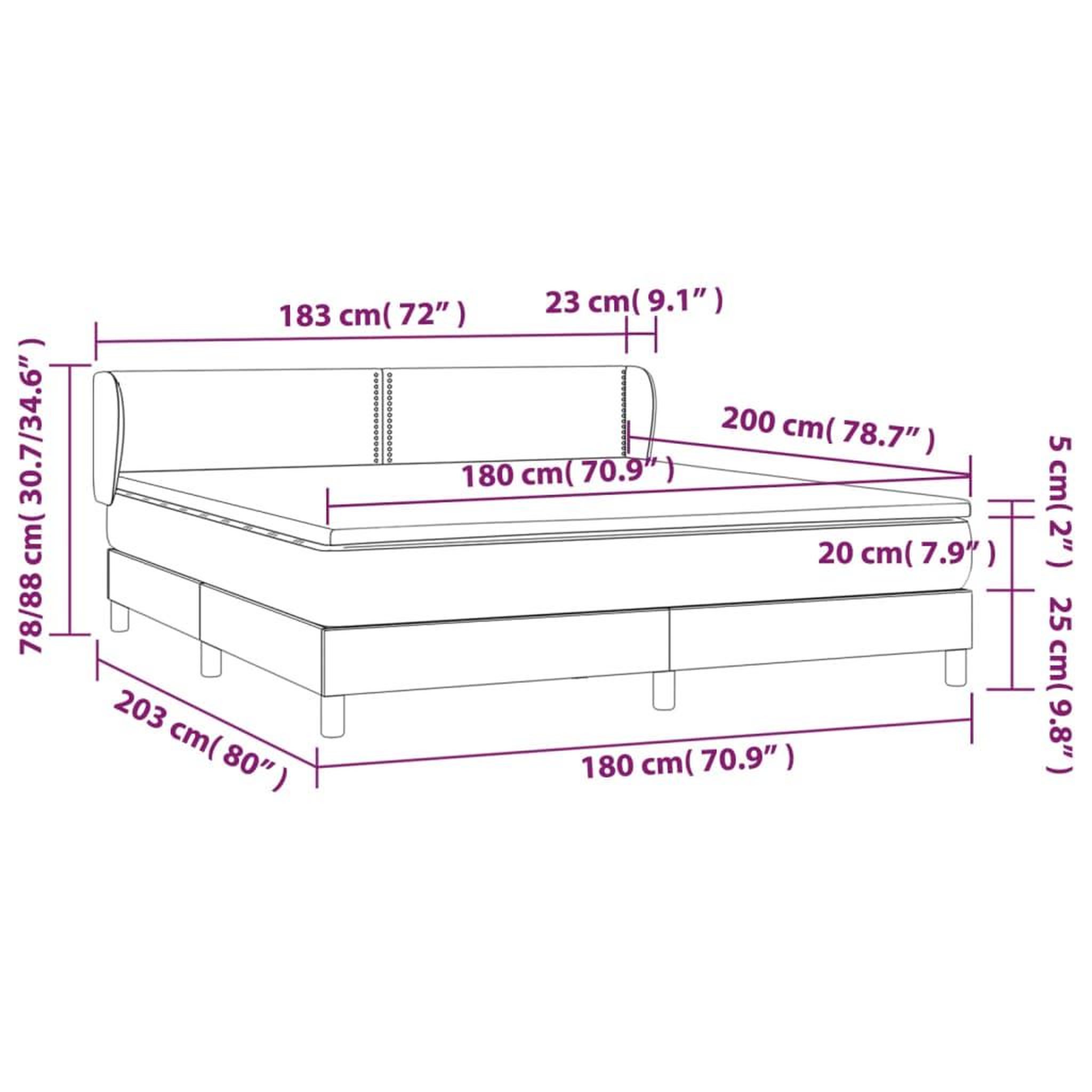 Voir la diapositive 6 : VIDAXL Sommier a lattes de lit avec matelas Creme 180x200 cm Tissu
